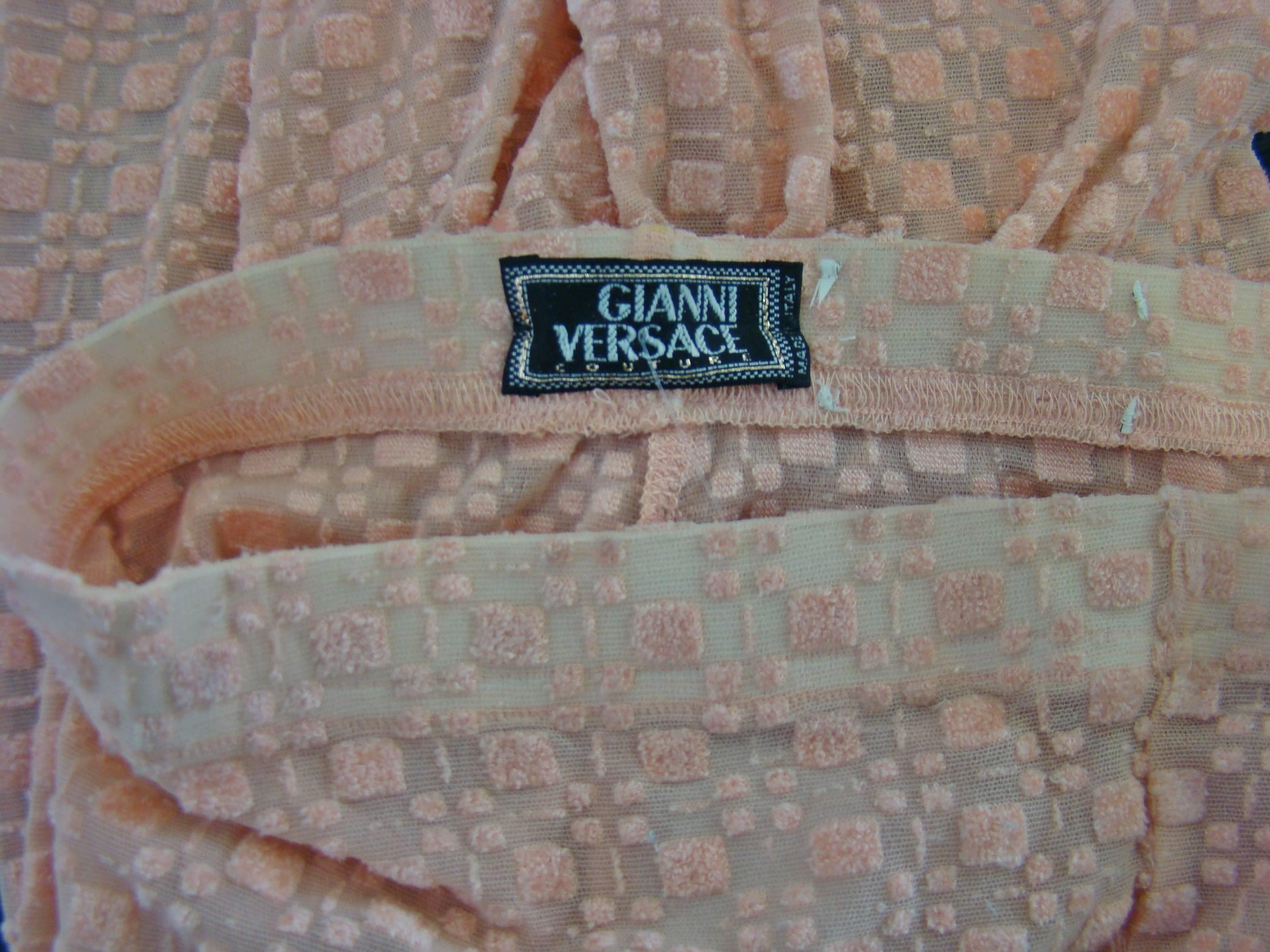 Women's Gianni Versace Couture Velvet&Sheer Salmon Leggings For Sale