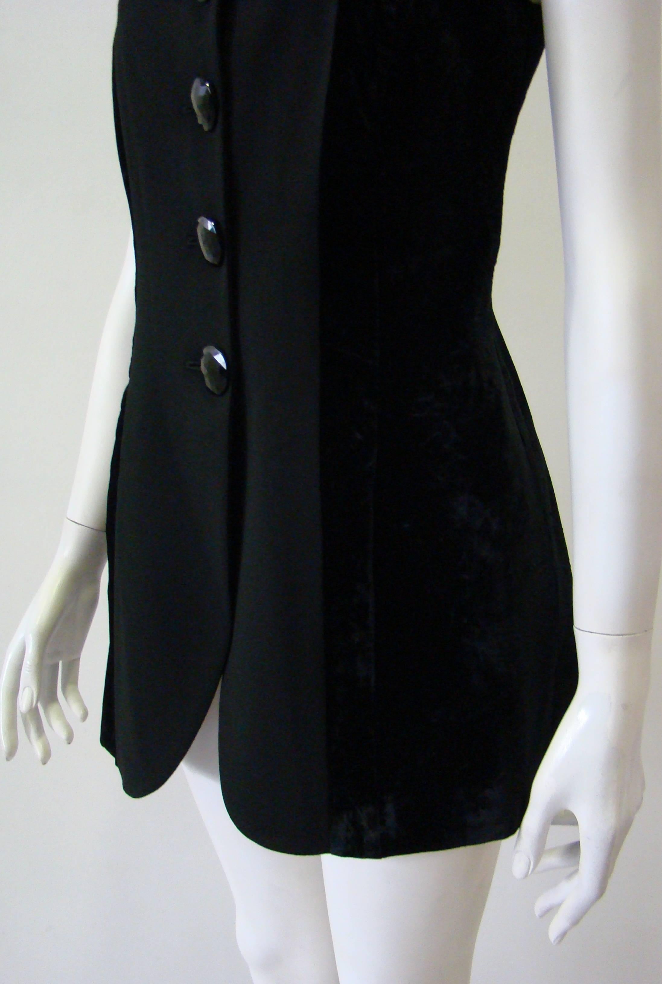 Black Rare Gianfranco Ferre Velvet Side Panels Waistcoat 1990's For Sale