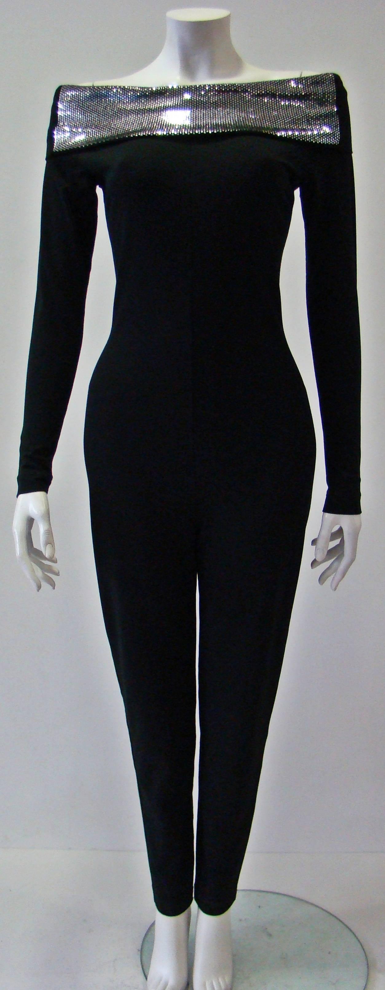 Very Rare Paco Rabanne Stretch Off Shoulder Jumpsuit 1970s