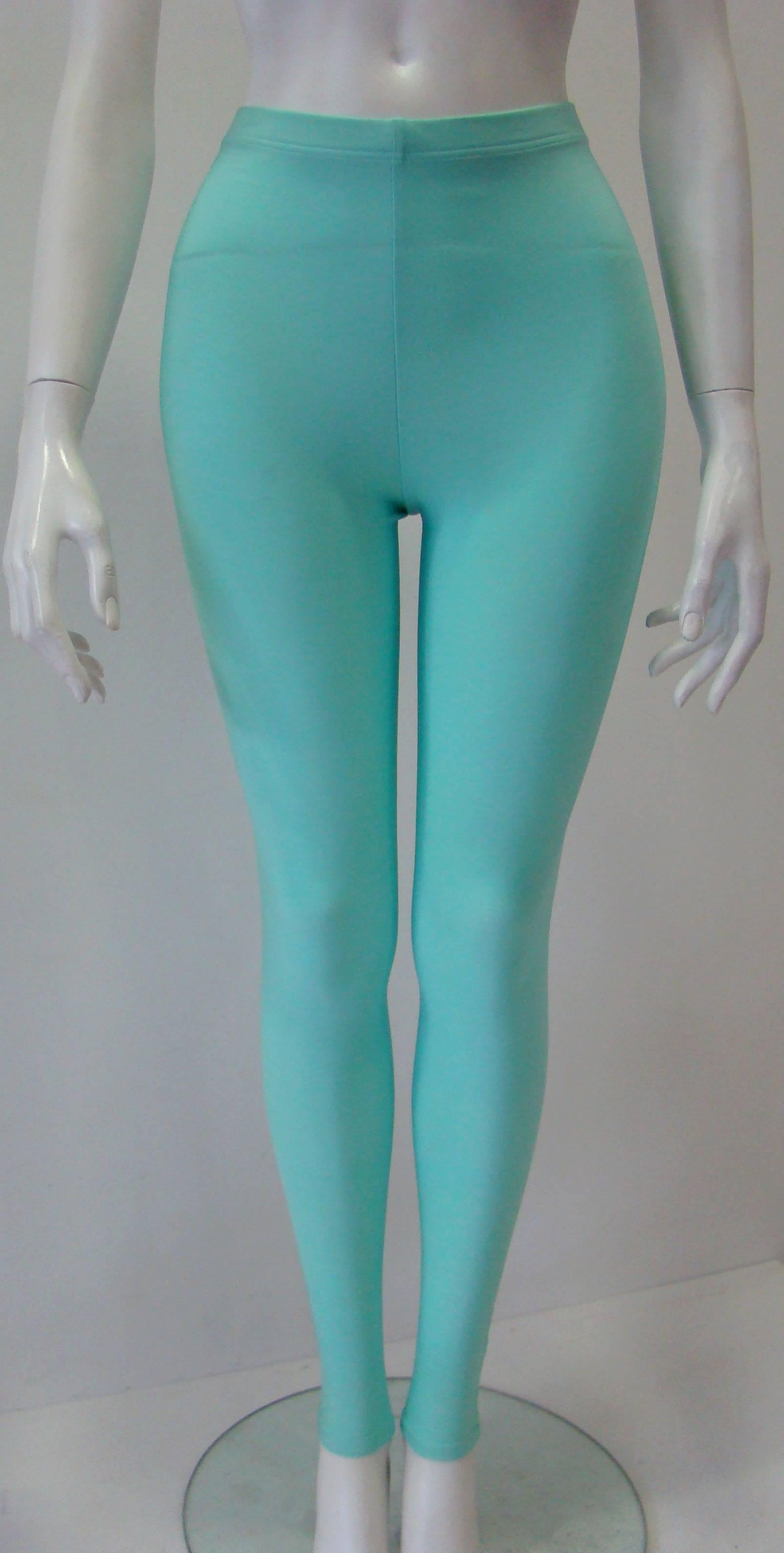 Blue Gianni Versace Couture Turquoise Stretch Leggings For Sale