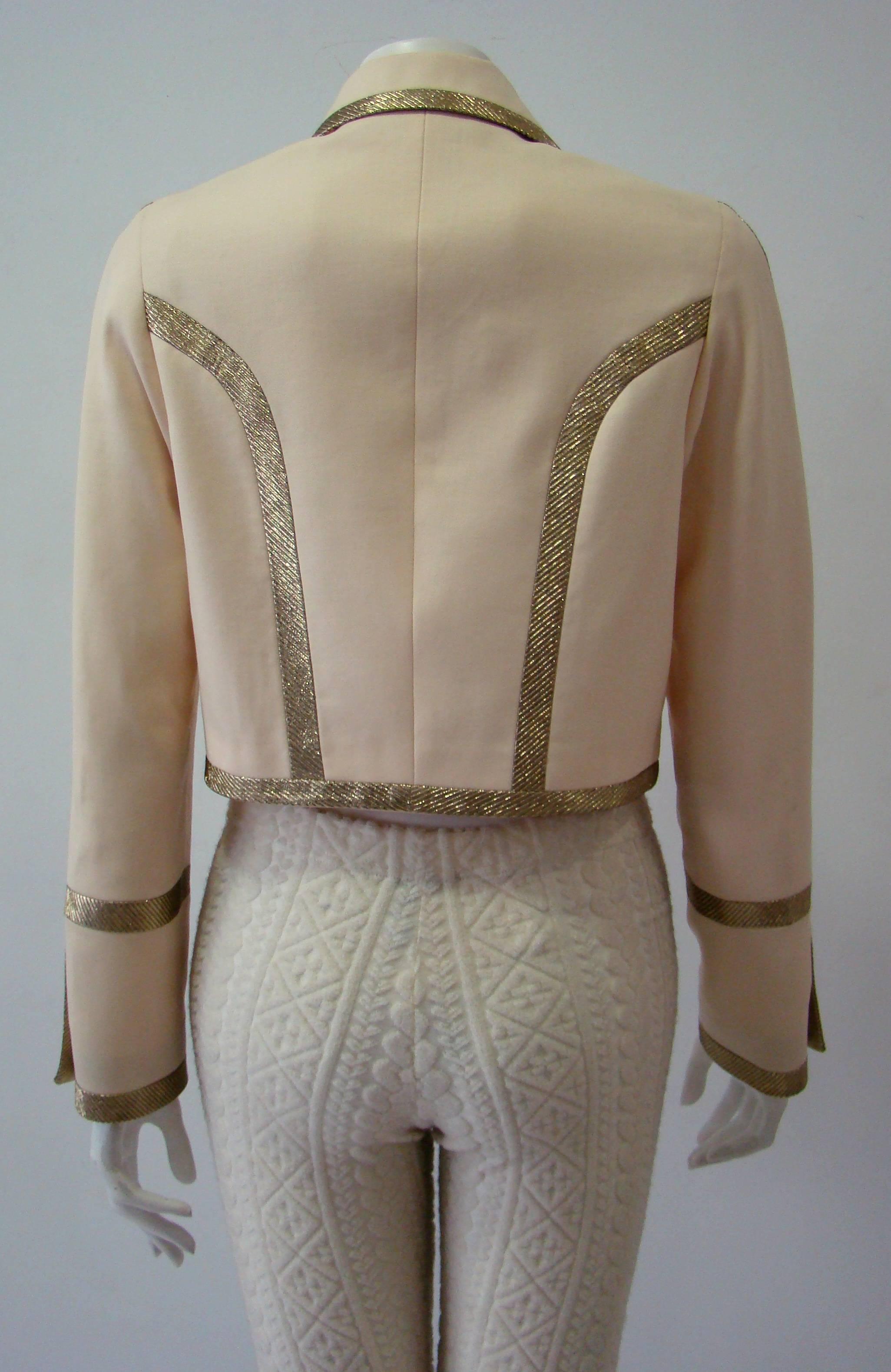 Gianni Versace Couture Cropped Gold Metallic Braid Jacket Spring 1992 For Sale 3
