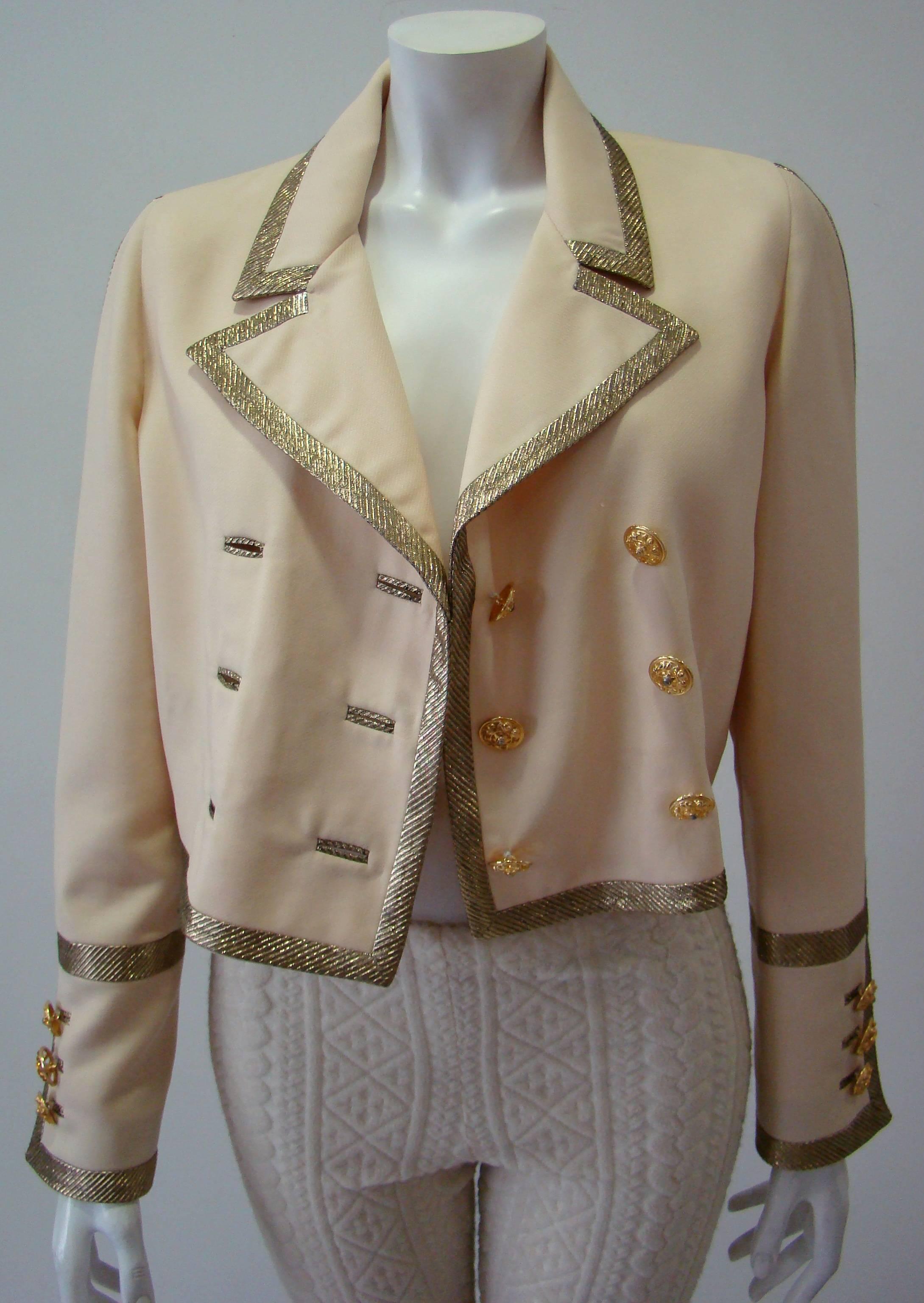 Gianni Versace Couture Cropped Gold Metallic Braid Jacket Spring 1992 For Sale 2