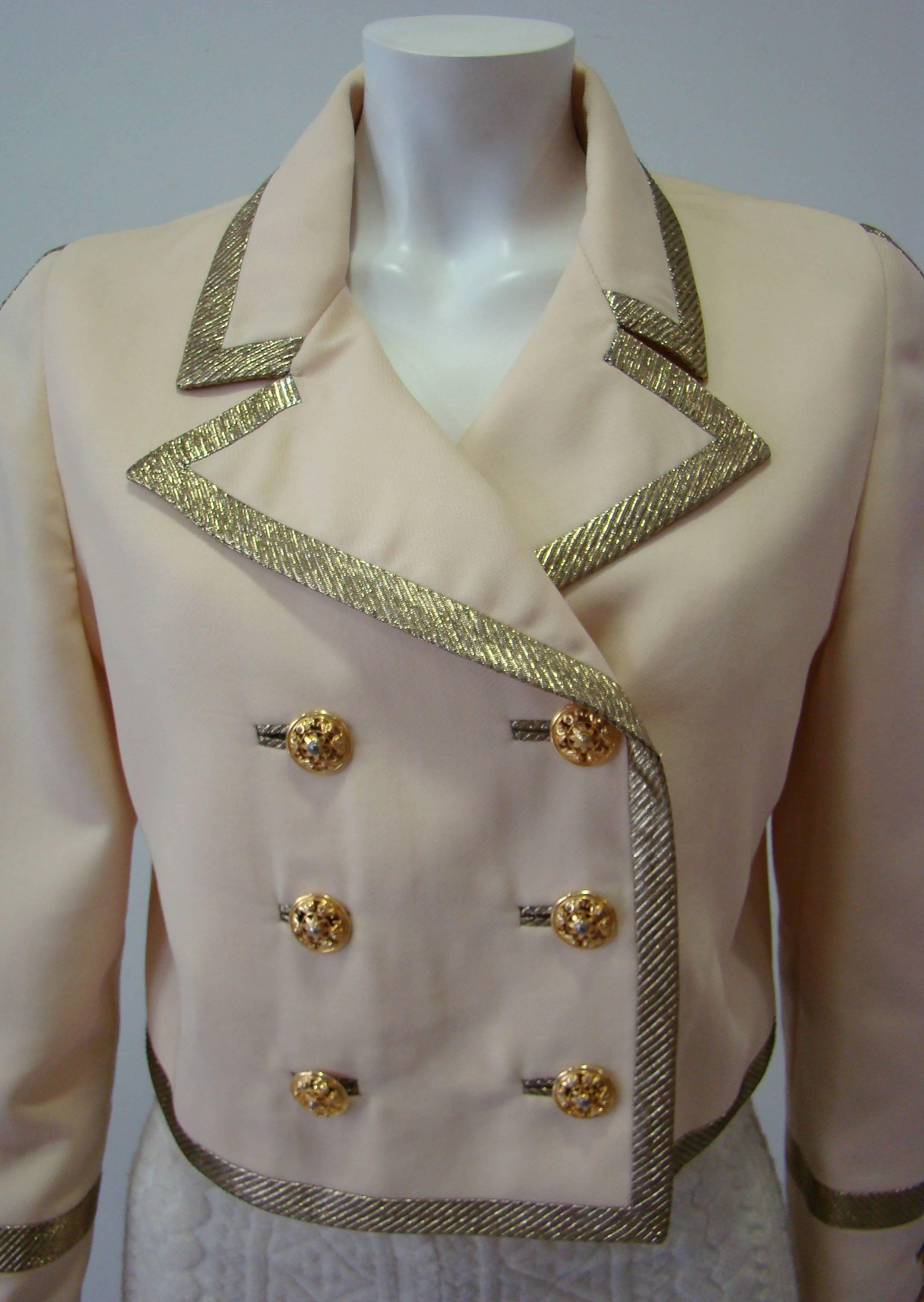 Gianni Versace Couture Cropped Gold Metallic Braid Jacket Spring 1992 In Excellent Condition For Sale In Athens, Agia Paraskevi