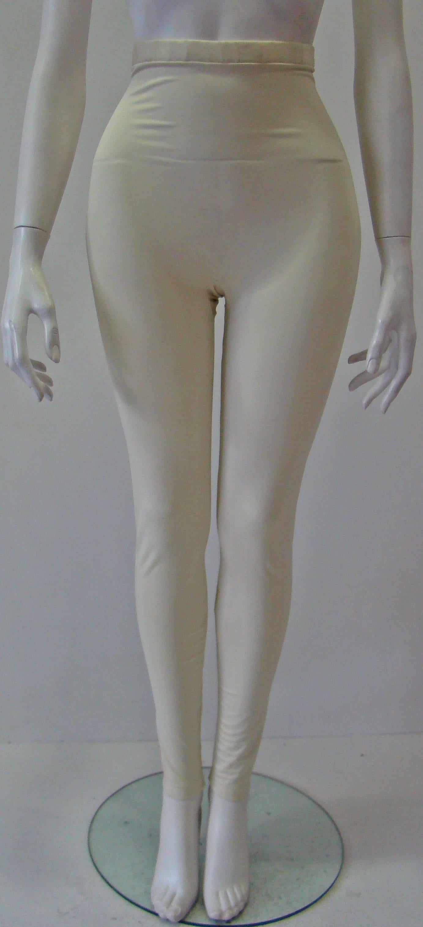 Gray Gianni Versace Couture Creme Stretch Leggings For Sale