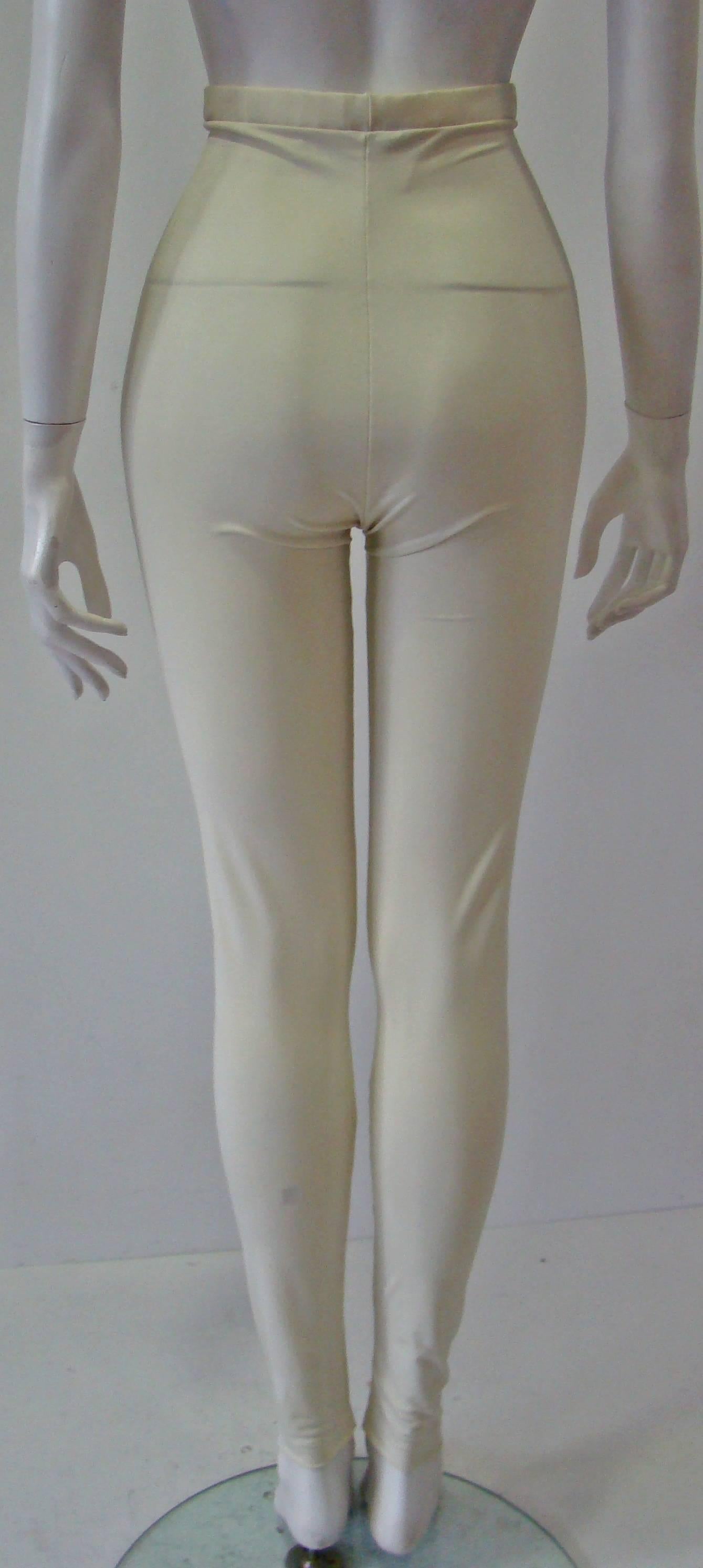 Women's Gianni Versace Couture Creme Stretch Leggings For Sale