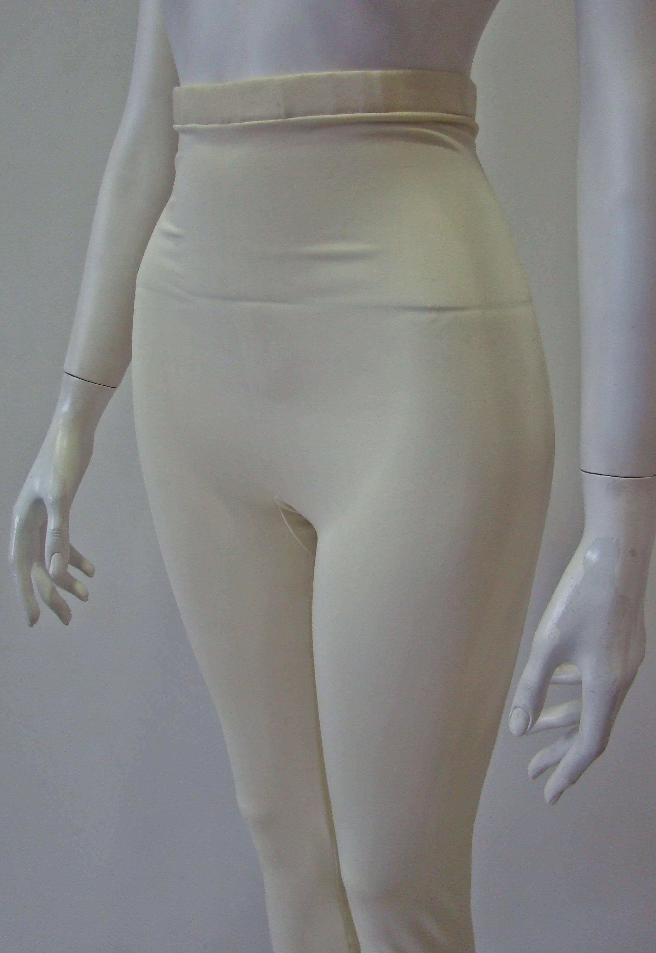 Gianni Versace Couture Creme Stretch Leggings In New Condition For Sale In Athens, Agia Paraskevi