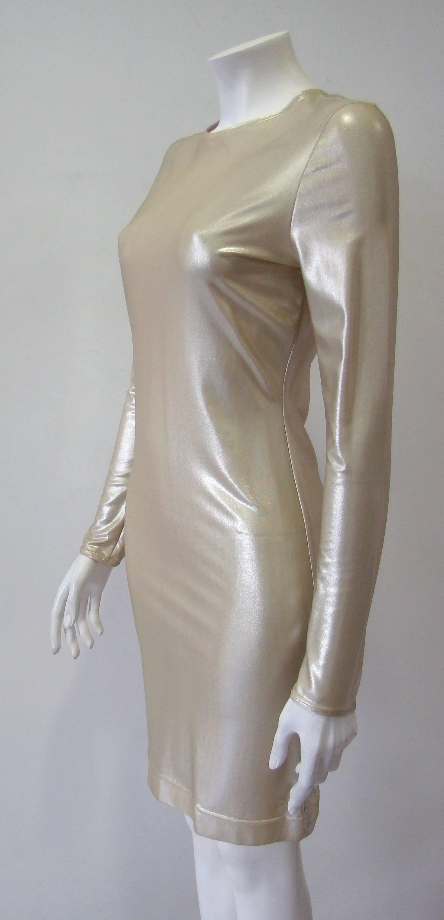 Very Rare Gianni Versace Couture Gold Stretch Dress Fall 1994 In Excellent Condition For Sale In Athens, Agia Paraskevi