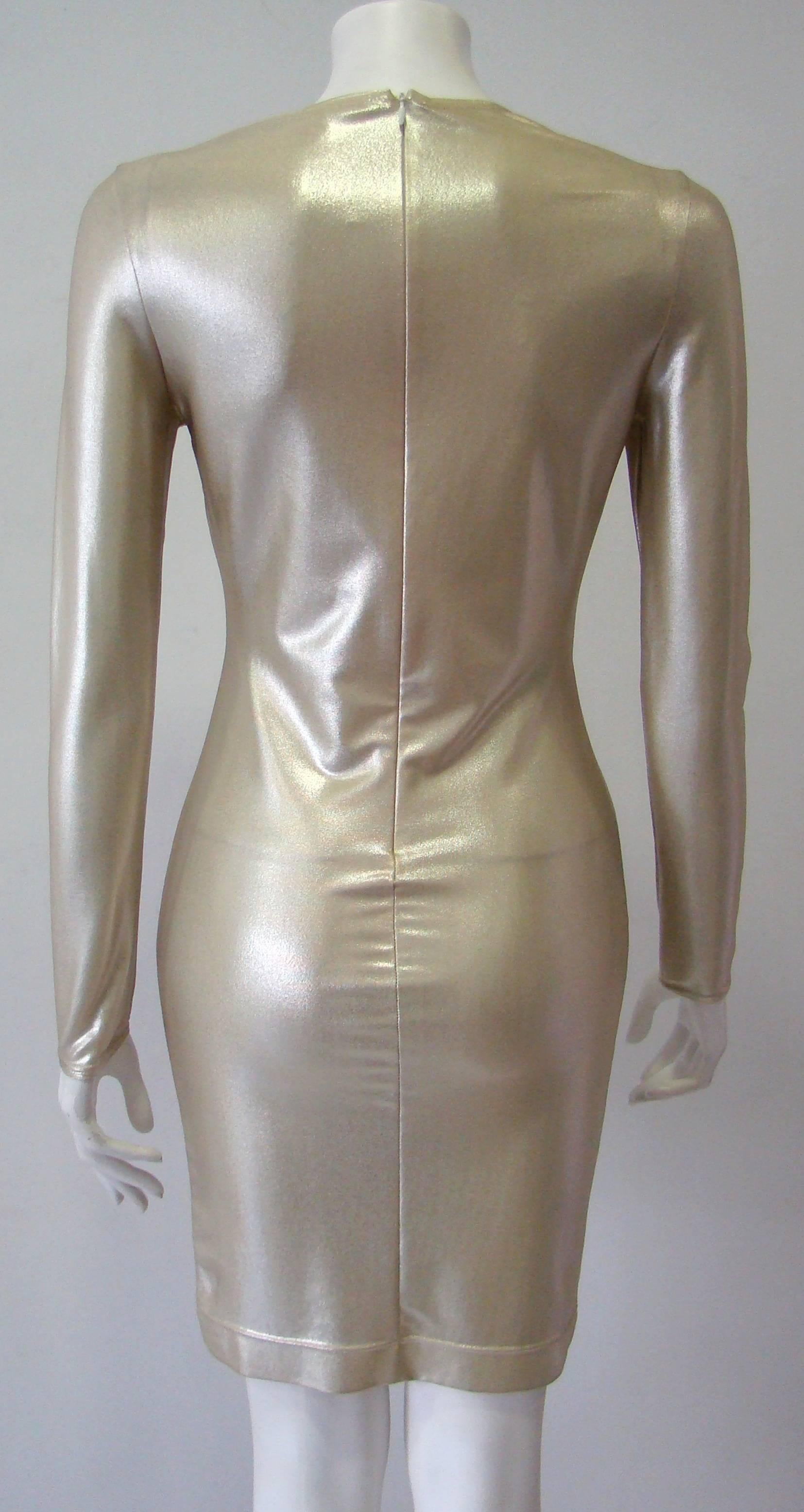 Women's Very Rare Gianni Versace Couture Gold Stretch Dress Fall 1994 For Sale