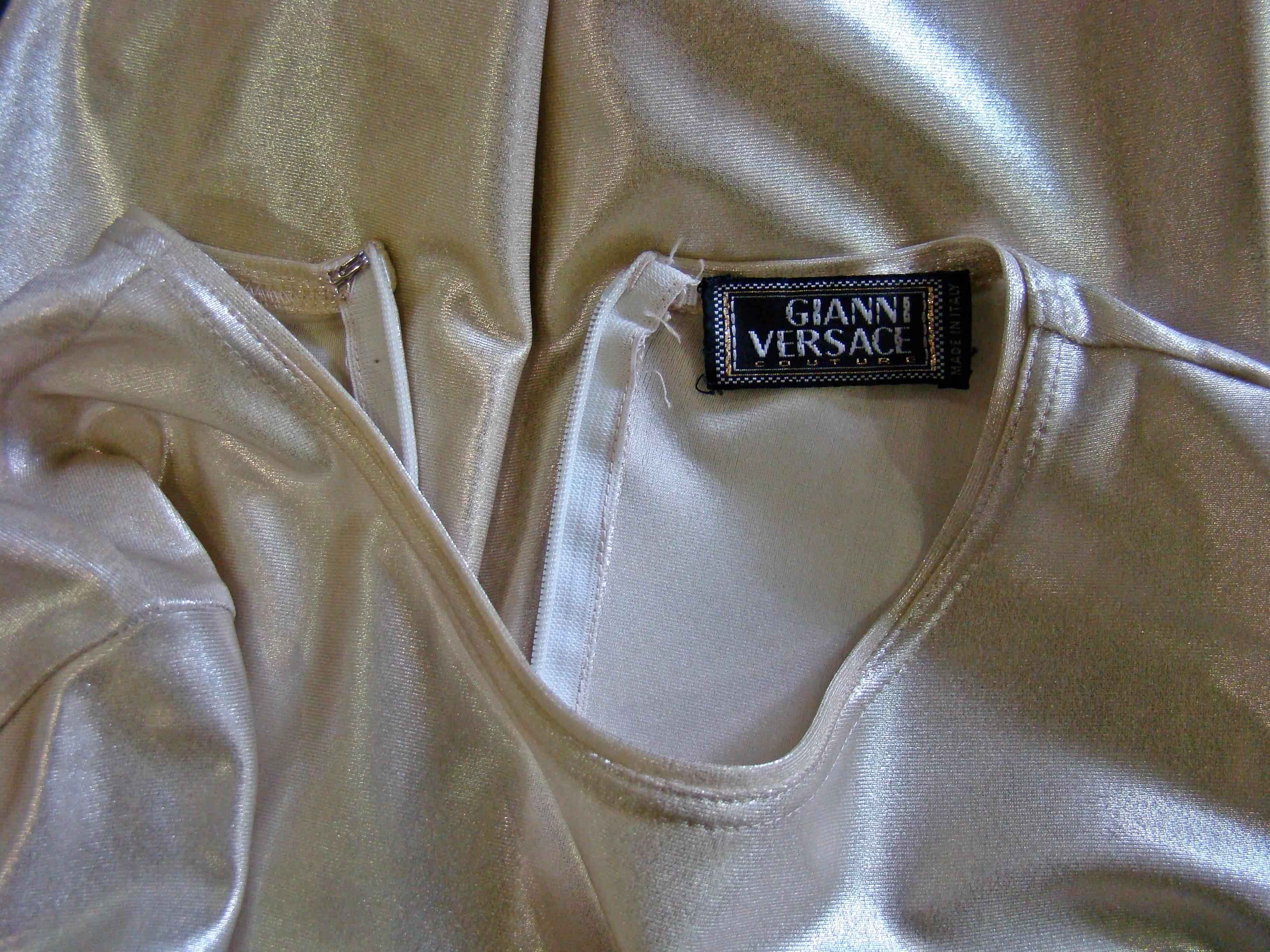 Very Rare Gianni Versace Couture Gold Stretch Dress Fall 1994 For Sale 1
