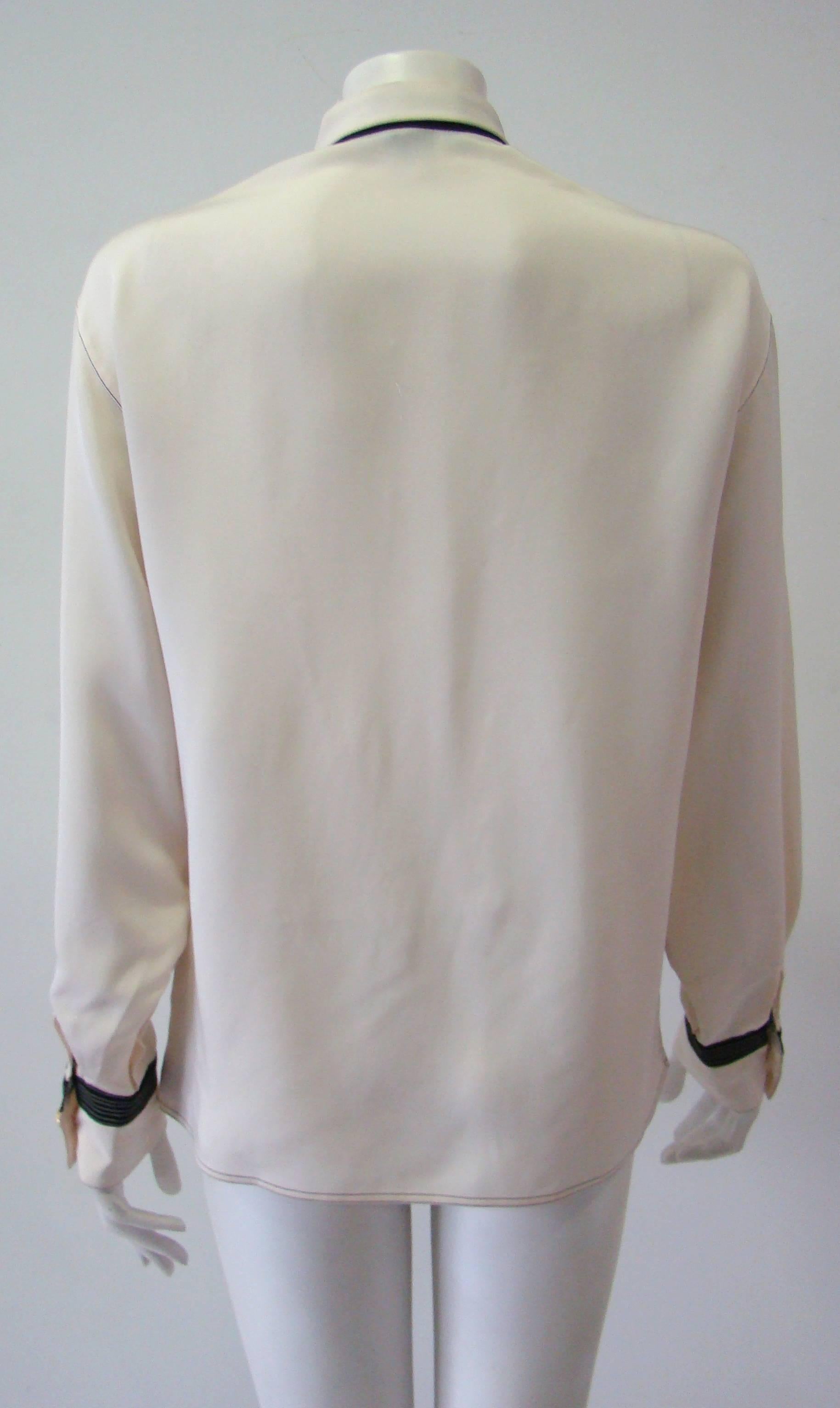 Gianni Versace Couture Creme Silk Shirt For Sale 1