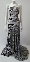 Pierre Balmain Leopard And Zebra Print Silk Evening Gown