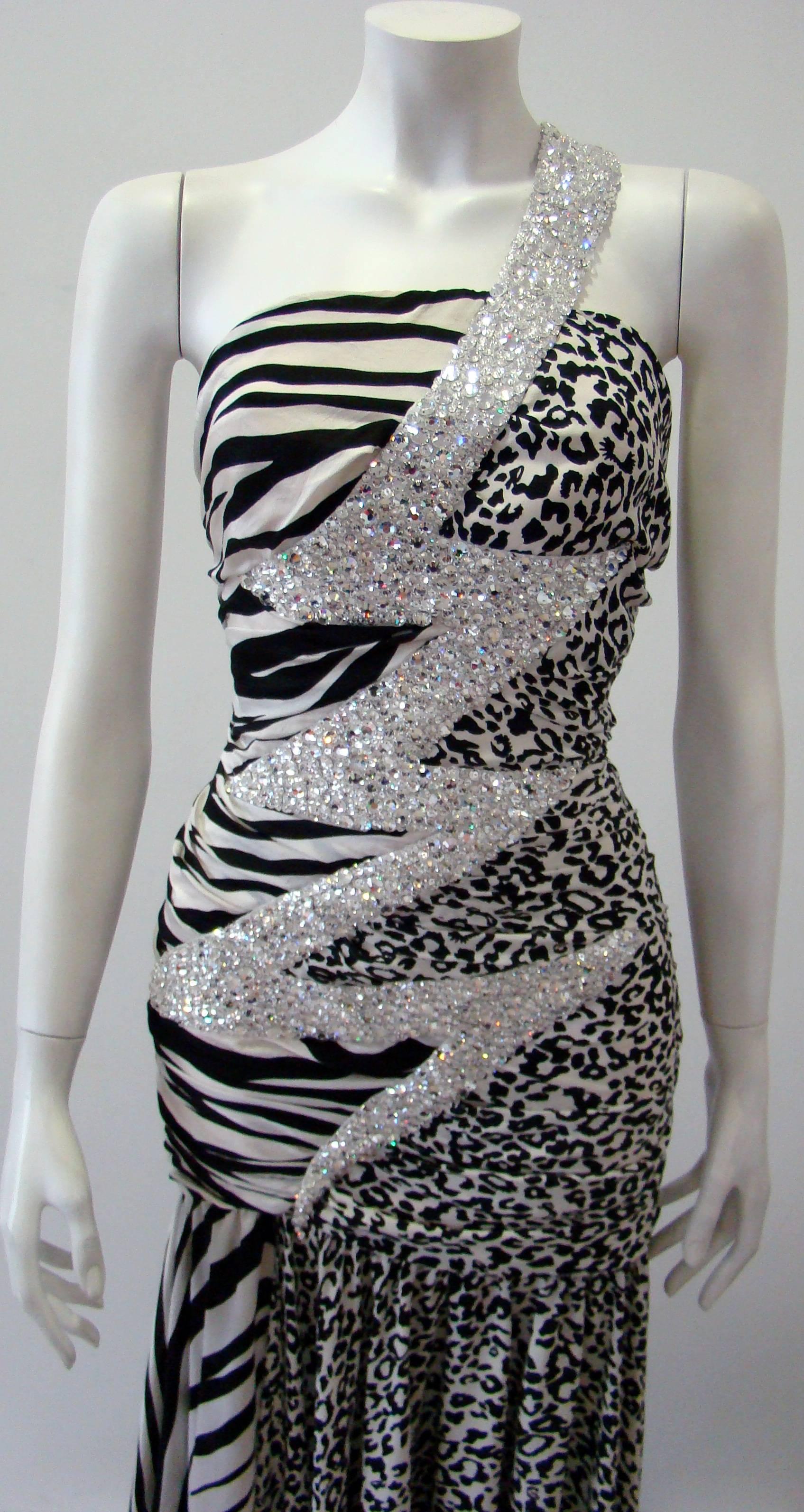 zebra print evening dress