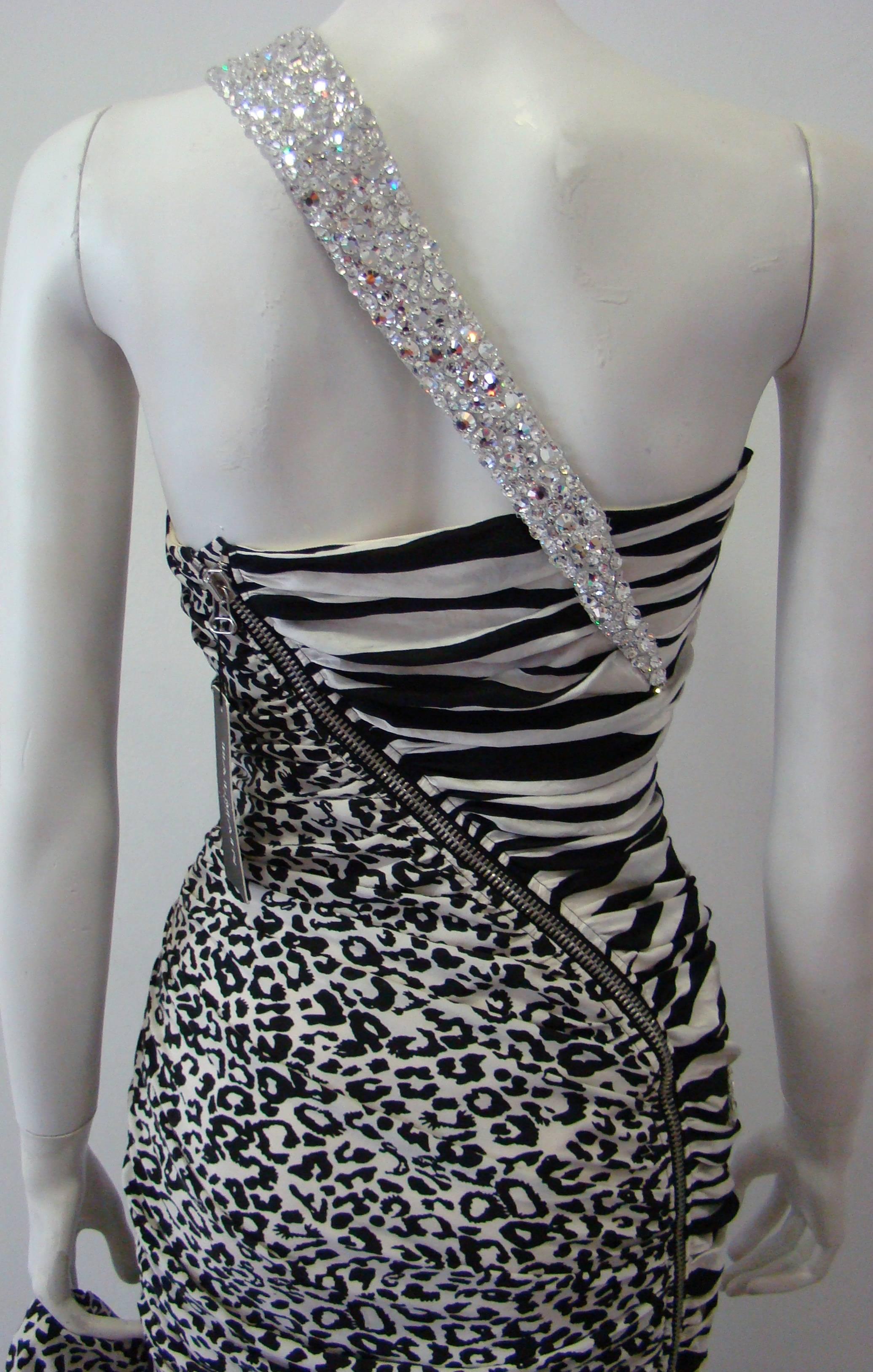 Pierre Balmain Leopard And Zebra Print Silk Evening Gown For Sale 1