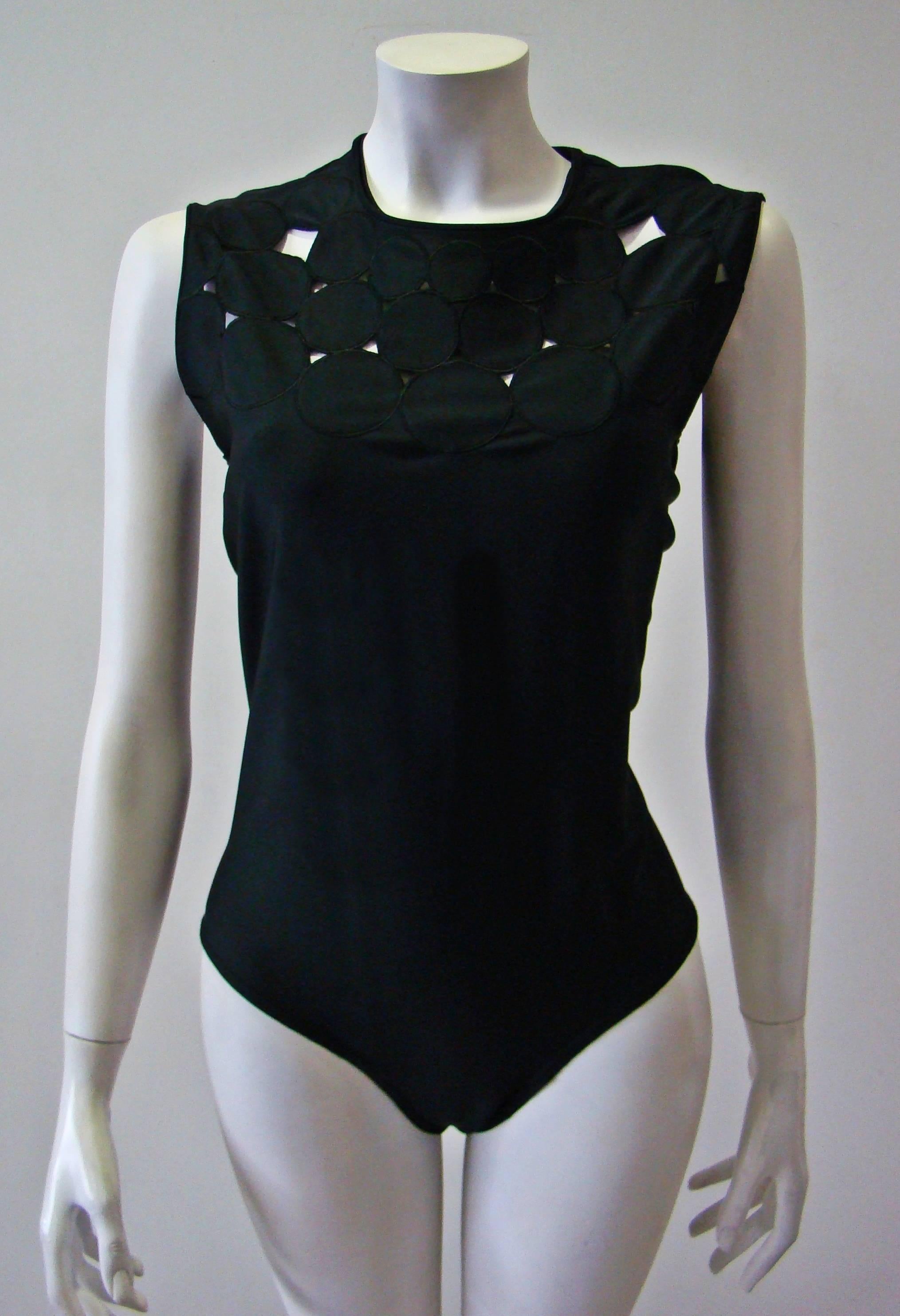 Black Gianni Versace Couture Punk Cut-Out Bodysuit Spring 1994 For Sale