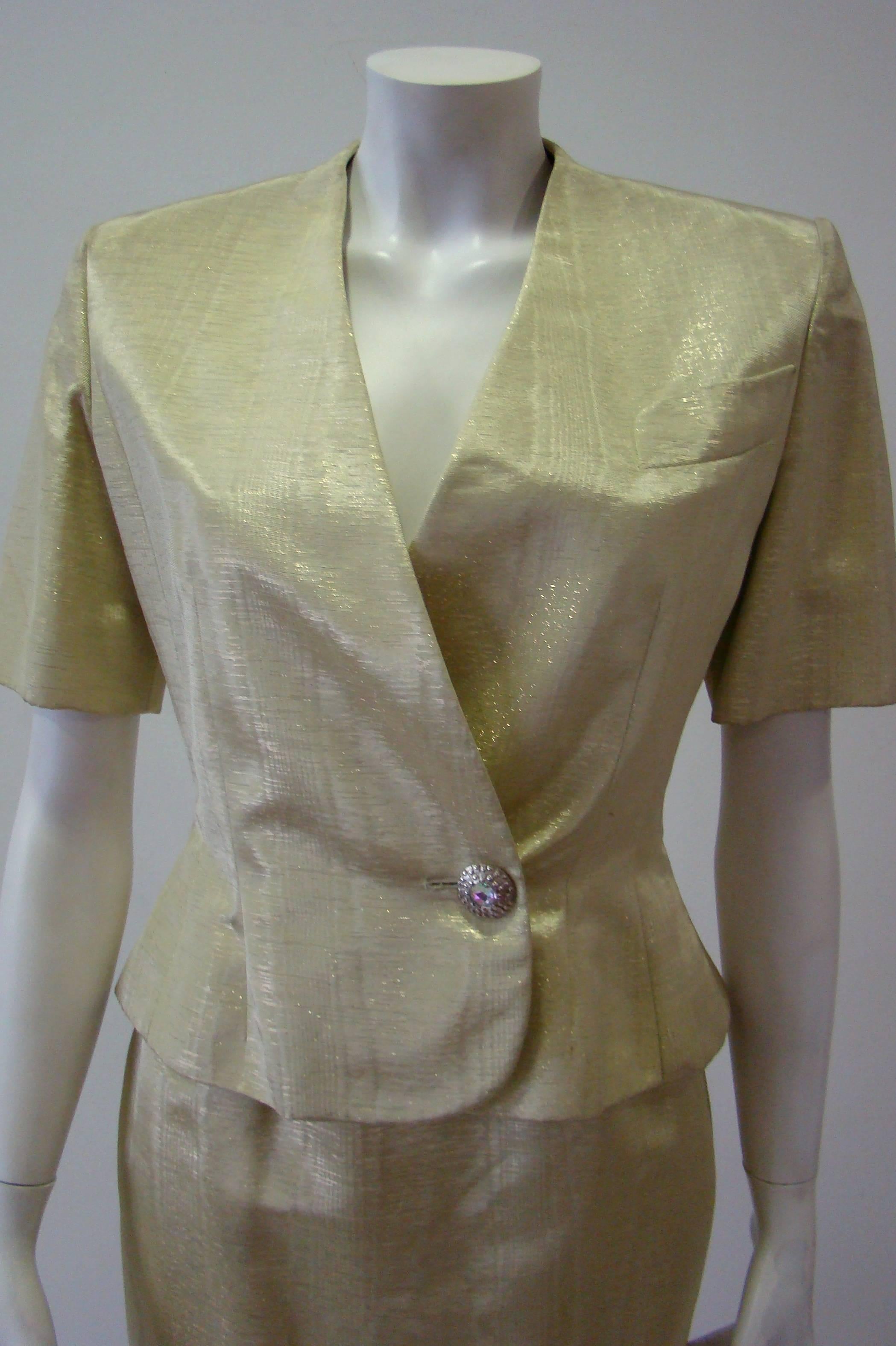 Jean-Louis Scherrer Lurex Skirt Suit In New Condition For Sale In Athens, Agia Paraskevi
