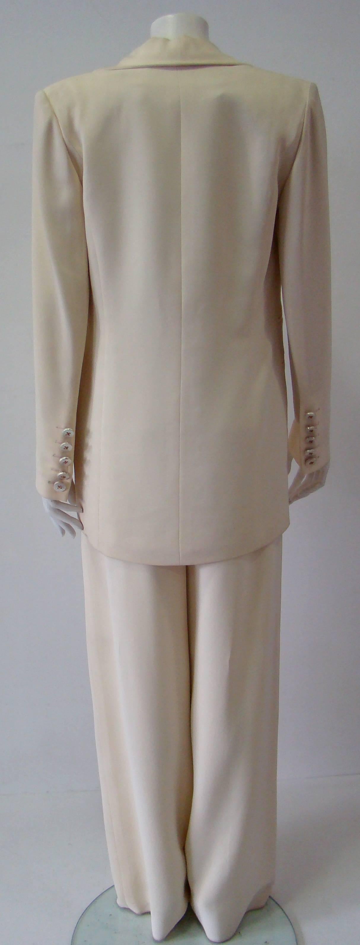 Jean-Louis Scherrer Creme Pants Suit For Sale 2