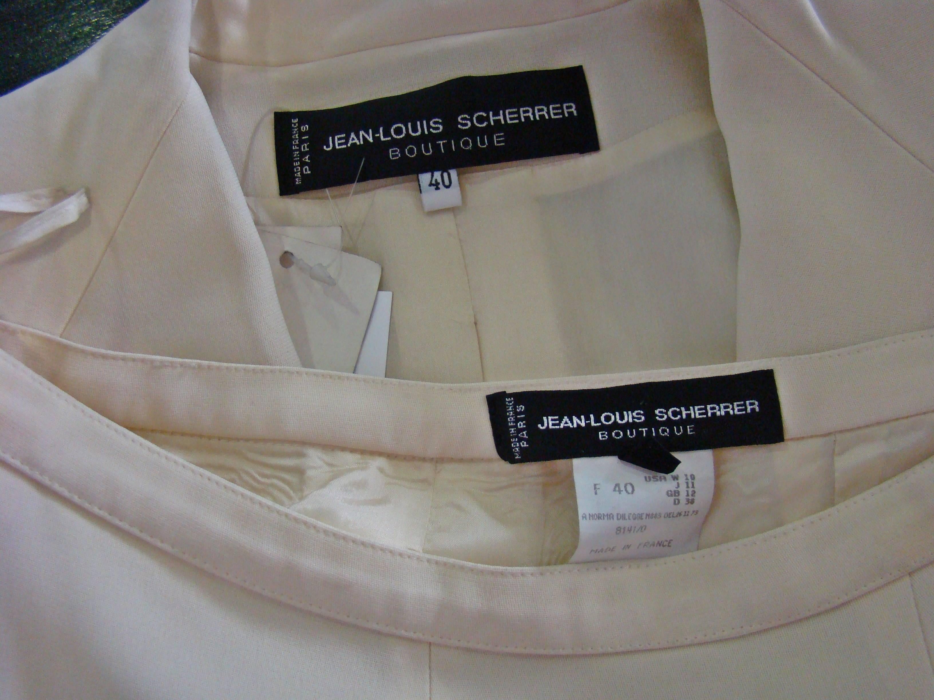 Jean-Louis Scherrer Creme Pants Suit For Sale 3