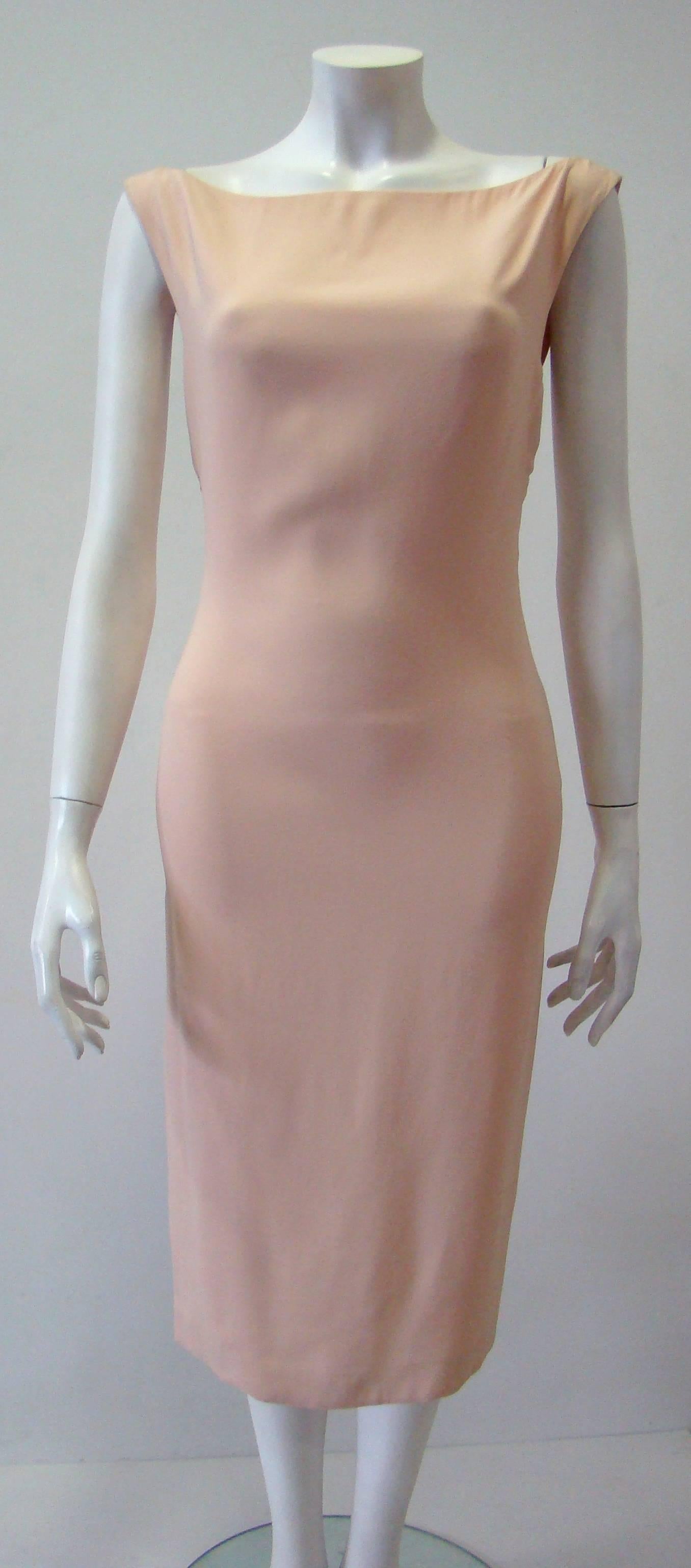 Brown Gianni Versace Couture Silk Salmon Dress Spring 1998 For Sale
