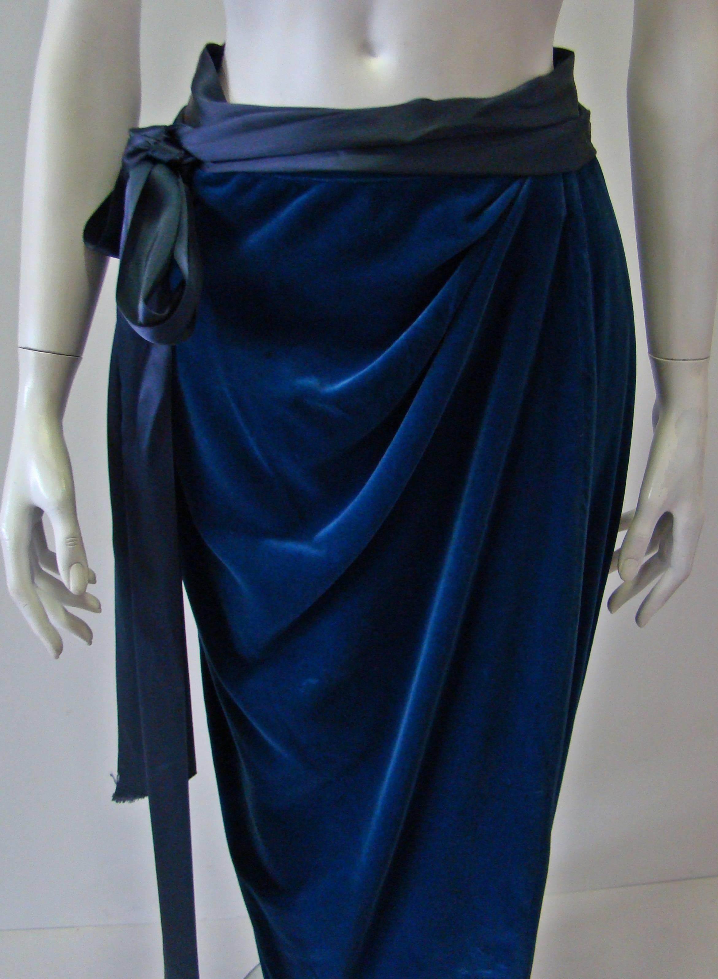 Black Early Gianni Versace Velvet Wrap Maxi Skirt For Sale