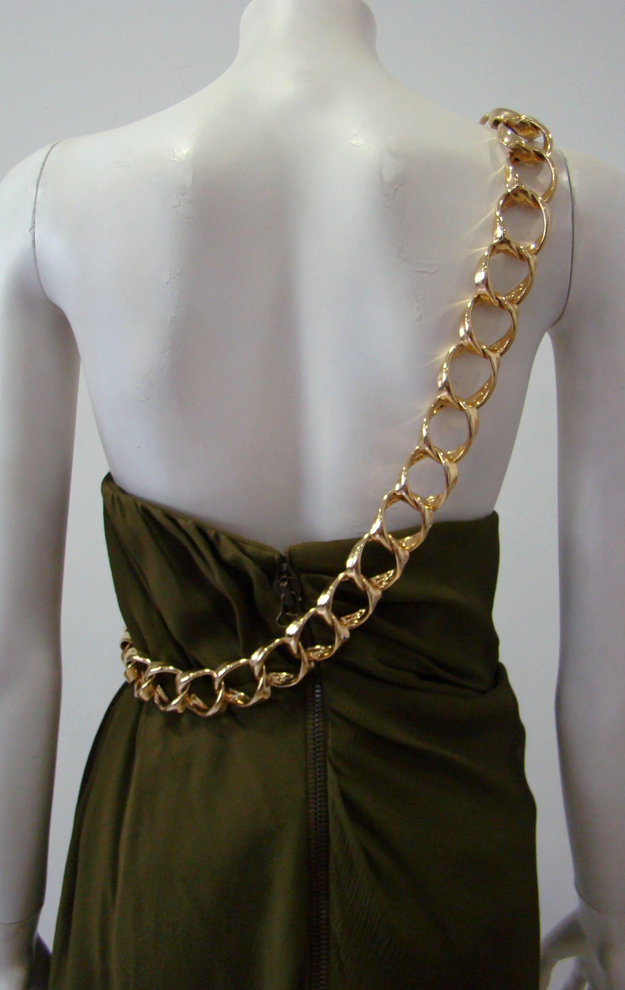 Women's Pierre Balmain Silk Chain Detail Cocktail Dress For Sale