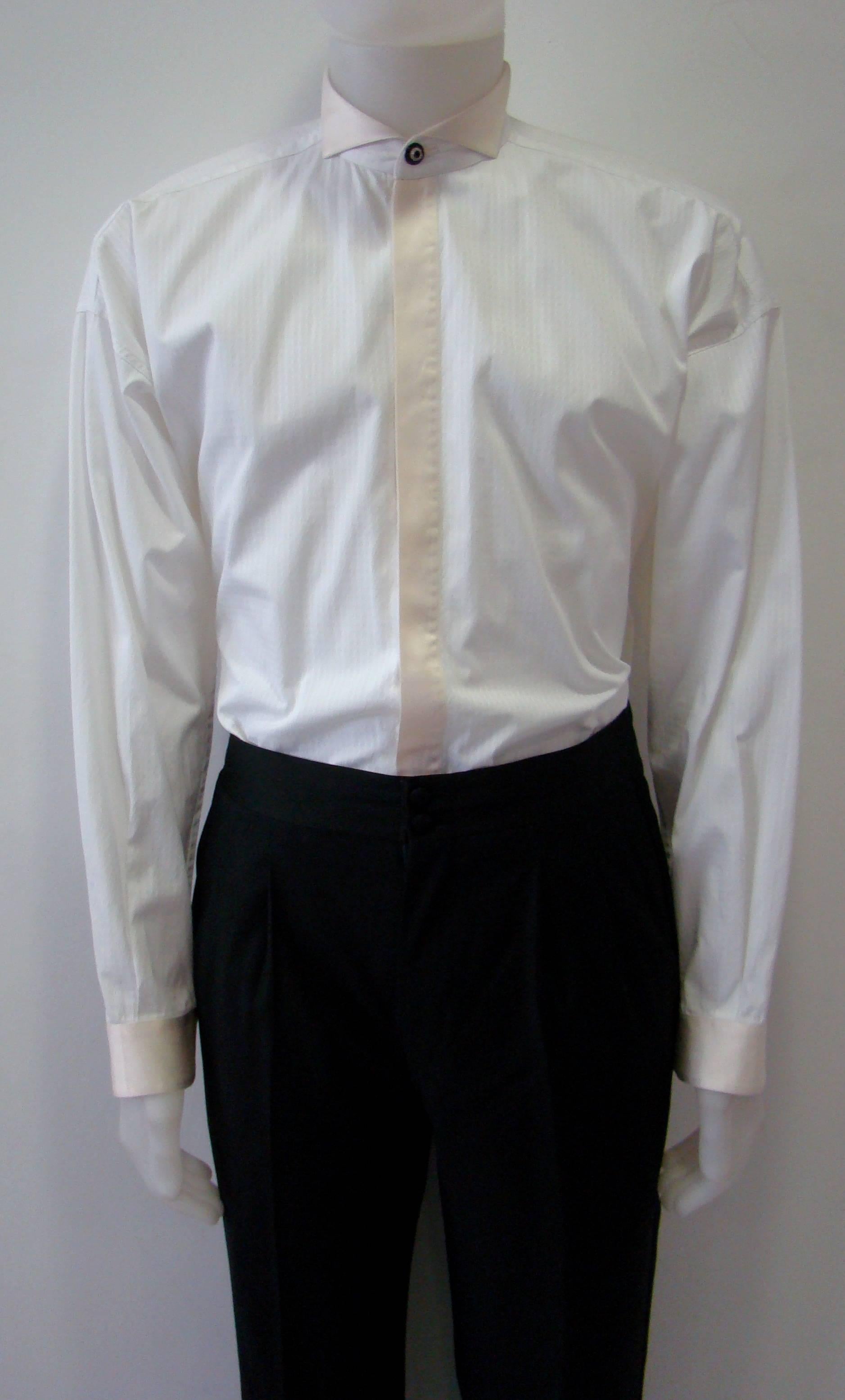 Gray Gianni Versace Tuxedo Evening Shirt Fall 1990 For Sale