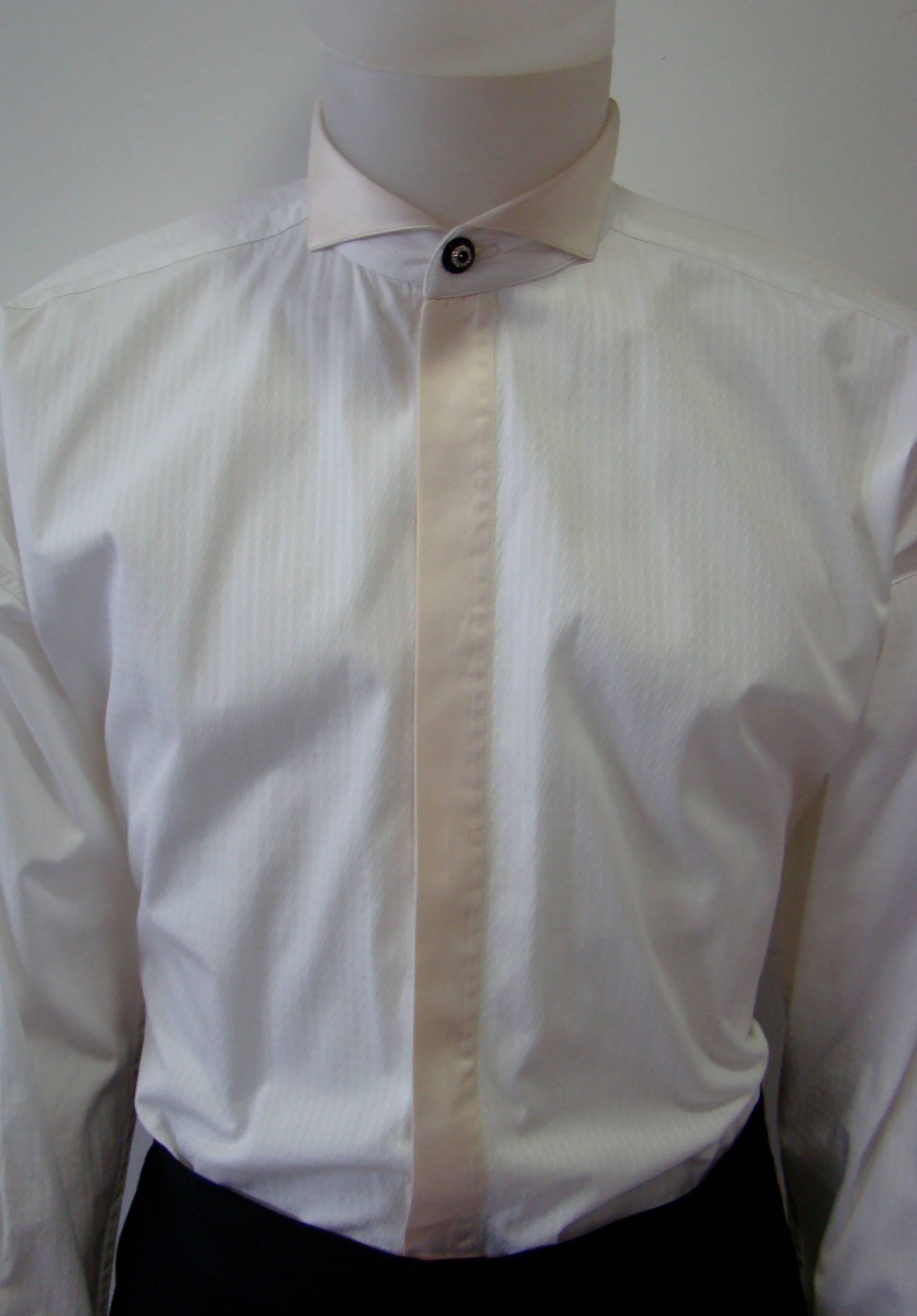 Gianni Versace Tuxedo Evening Shirt Fall 1990 In Excellent Condition For Sale In Athens, Agia Paraskevi