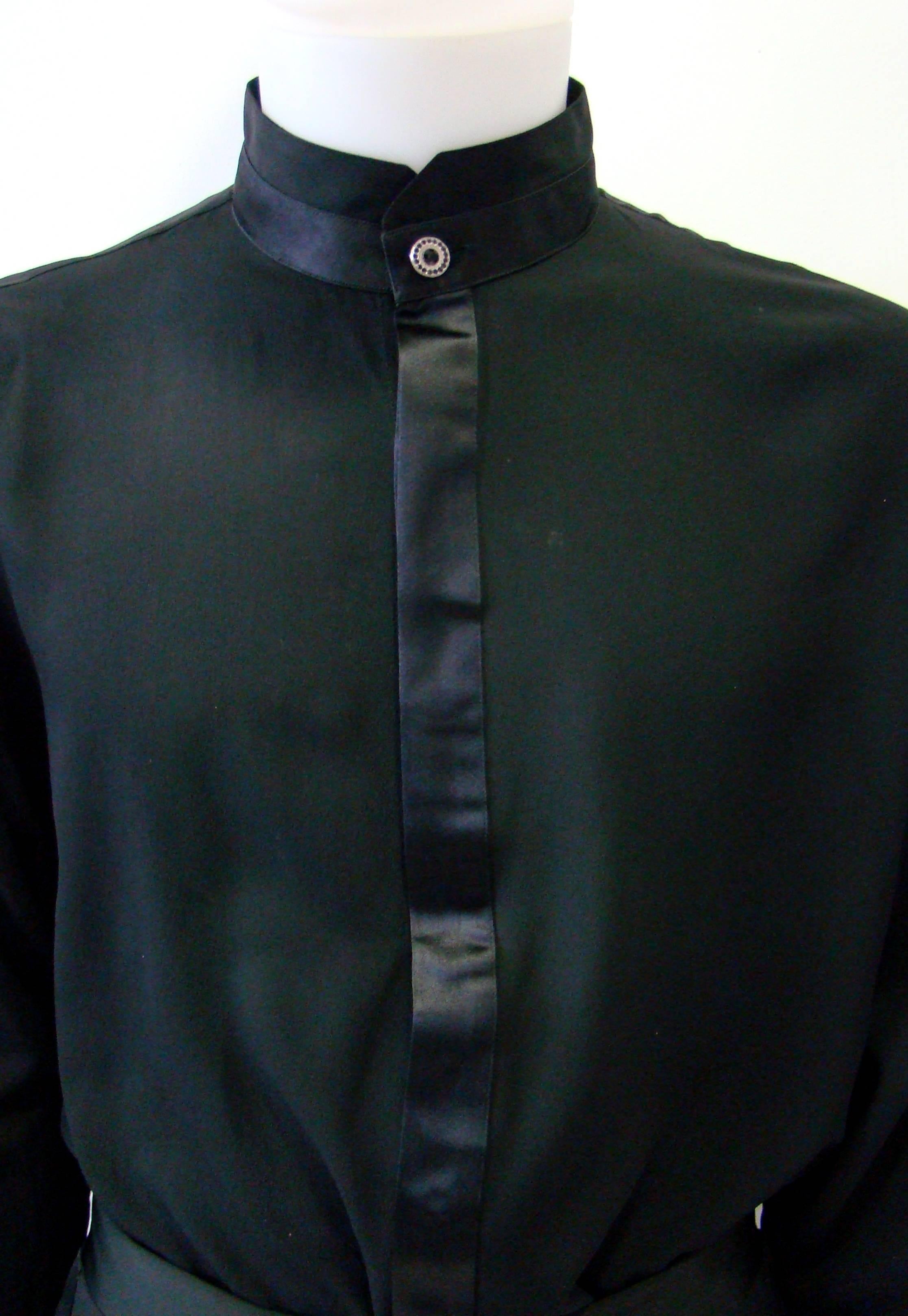 Black Istante By Gianni Versace Tuxedo Evening Shirt For Sale