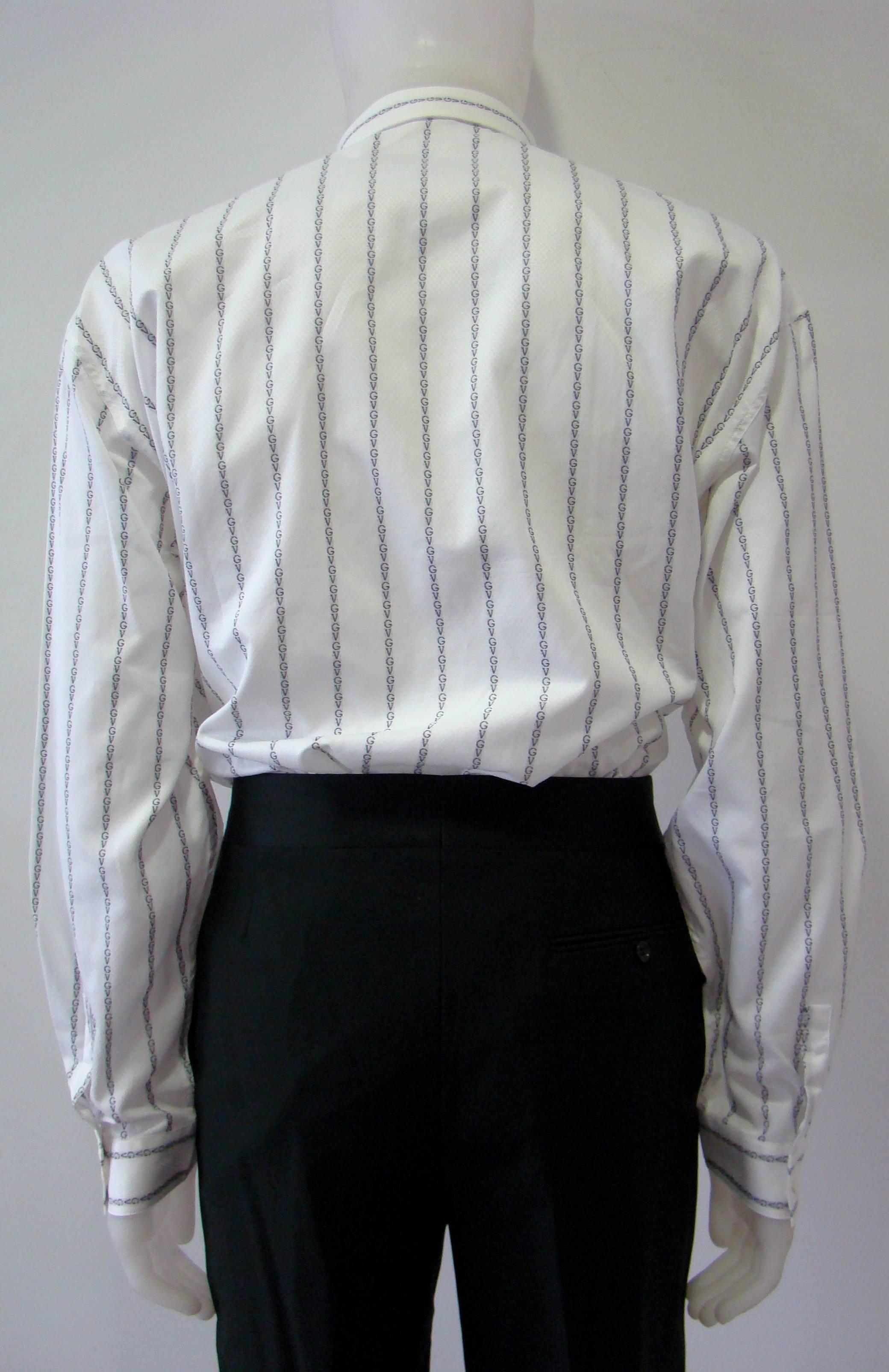 Gianni Versace Striped With Initials Printed Shirt For Sale 1