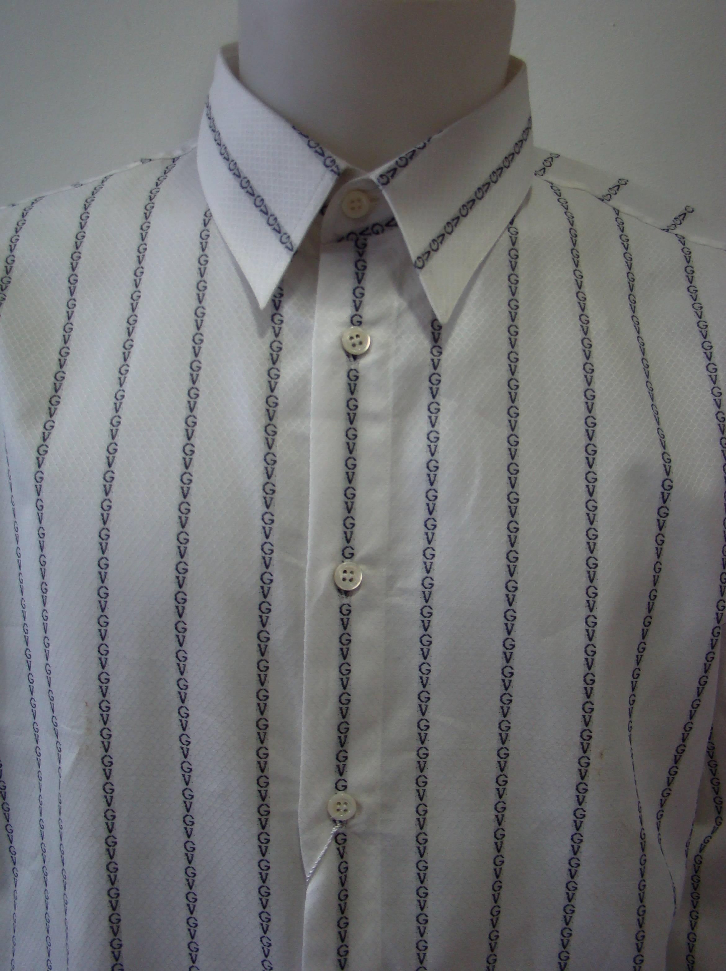 Gianni Versace Striped With Initials Printed Shirt In New Condition For Sale In Athens, Agia Paraskevi
