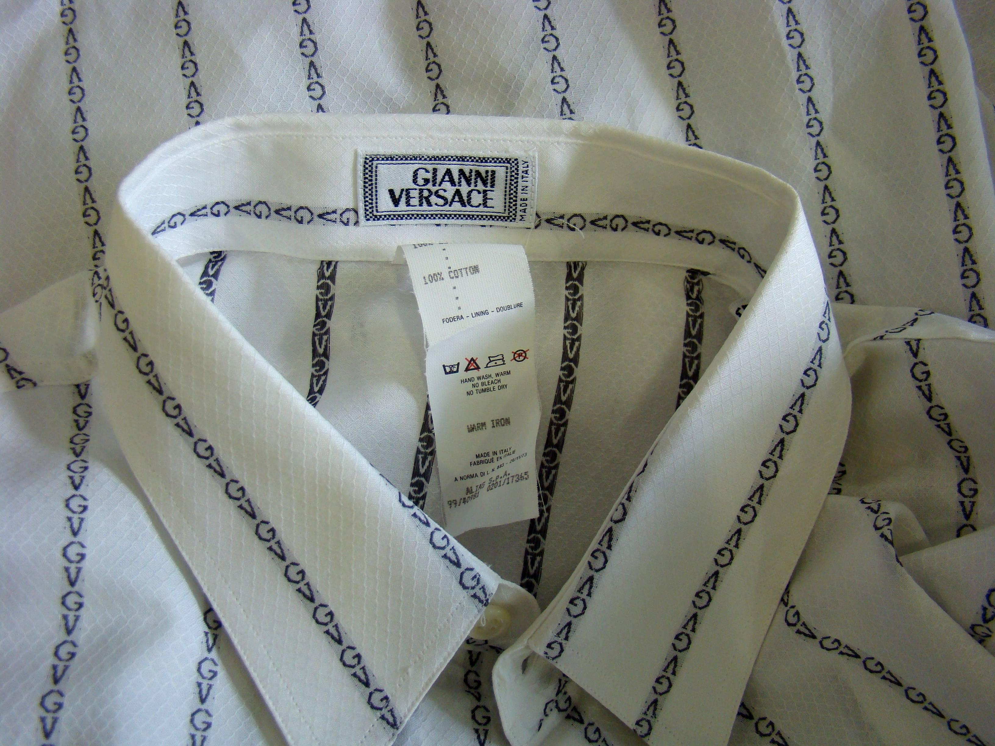 Gianni Versace Striped With Initials Printed Shirt For Sale 2