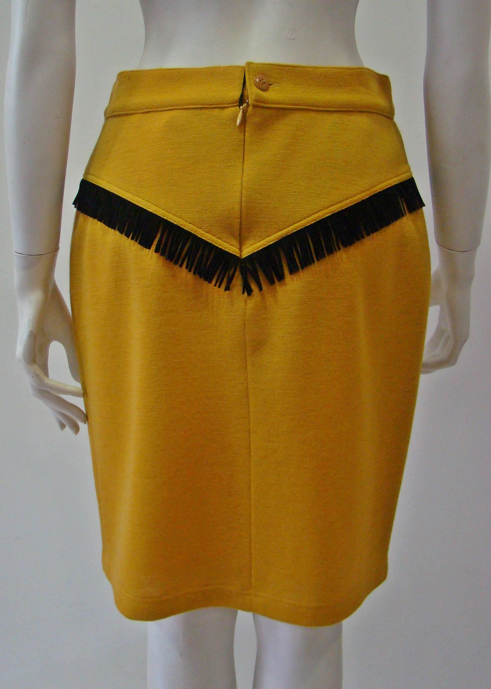 Women's Istante By Gianni Versace Wool Fringed Skirt Fall 1992 For Sale