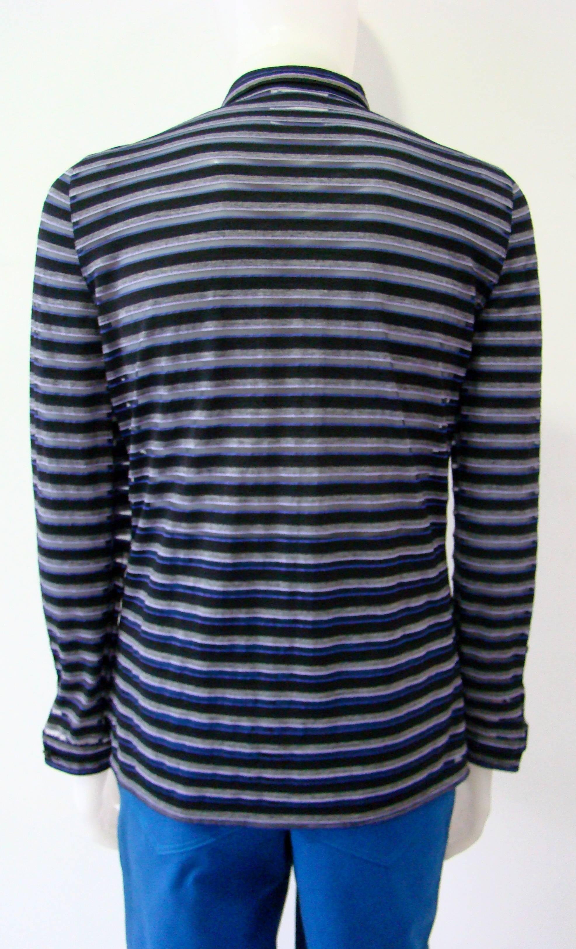 Gianni Versace Striped Sheer Shirt Fall 1997 In New Condition For Sale In Athens, Agia Paraskevi