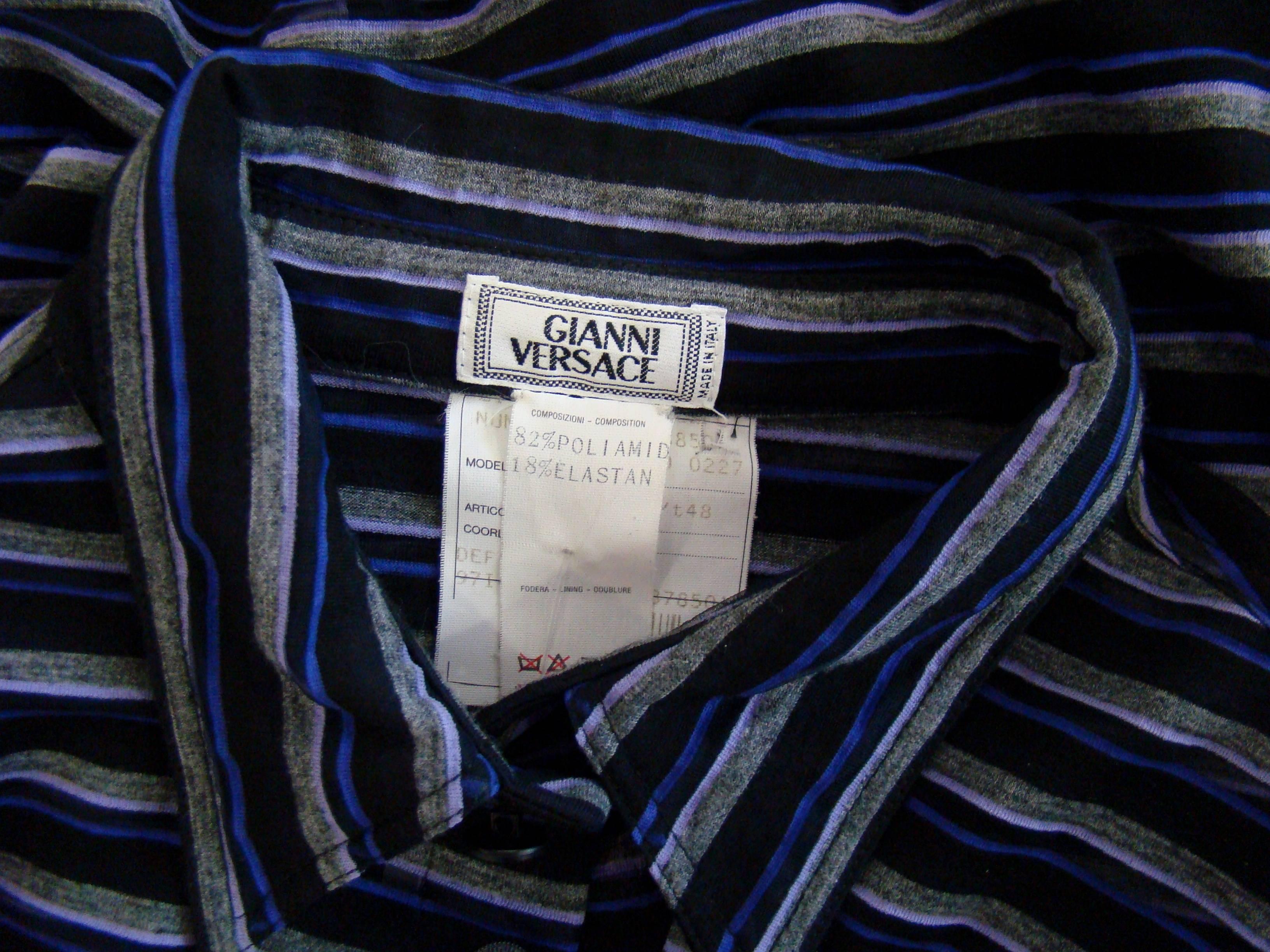 Men's Gianni Versace Striped Sheer Shirt Fall 1997 For Sale