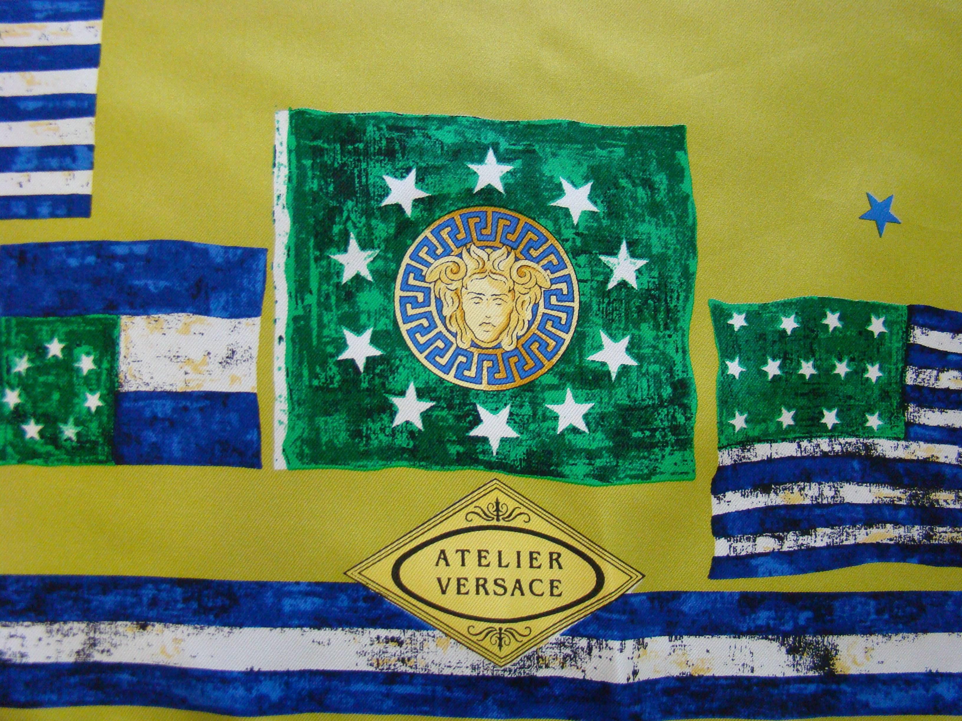 Atelier Versace Flags Printed Silk Scarf For Sale 3