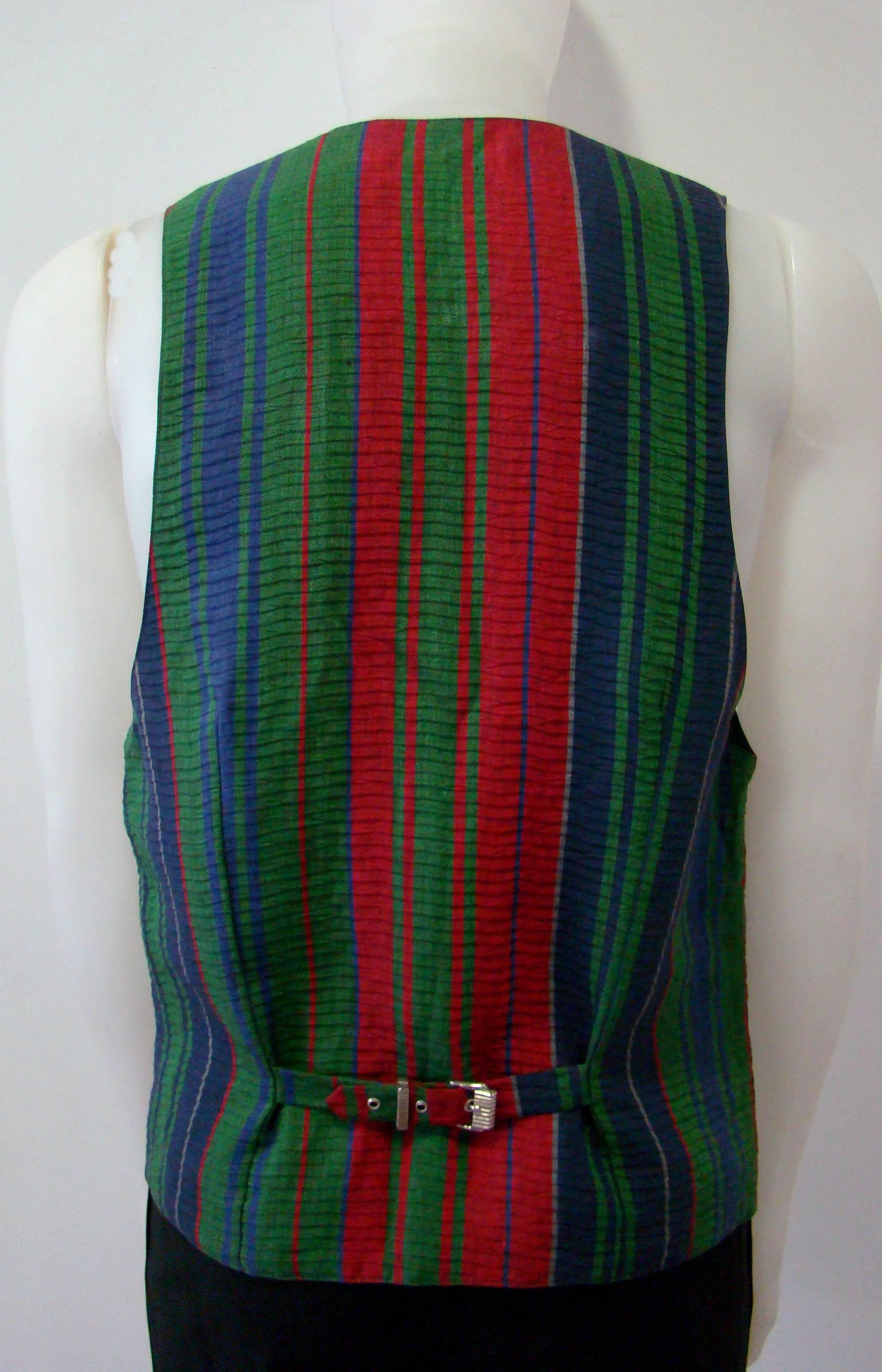 Men's Istante By Gianni Versace Printed Linen Waistcoat Spring 1994 For Sale
