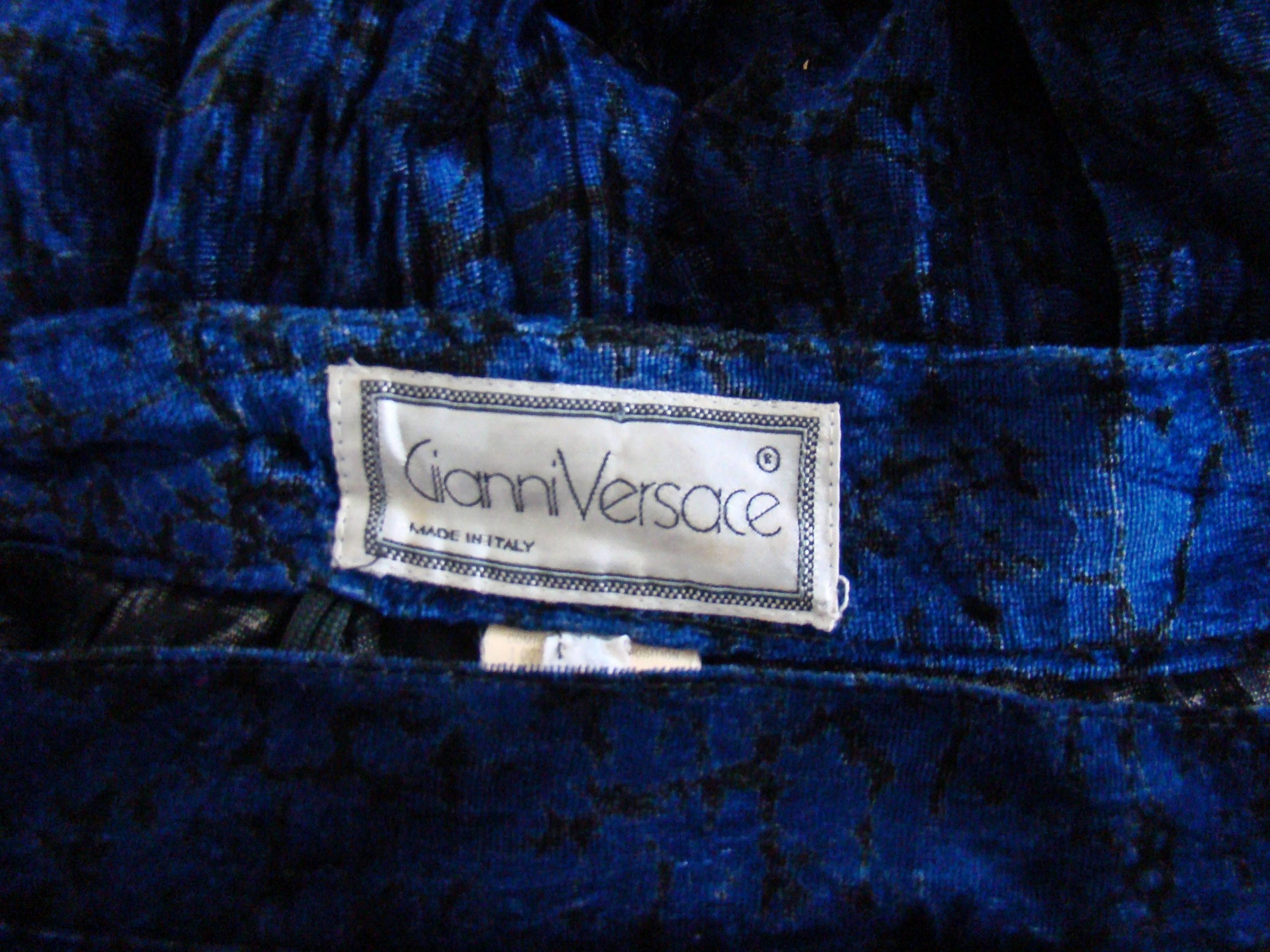 Women's Gianni Versace Crushed Velour Knickerbockers Fall 1988 For Sale