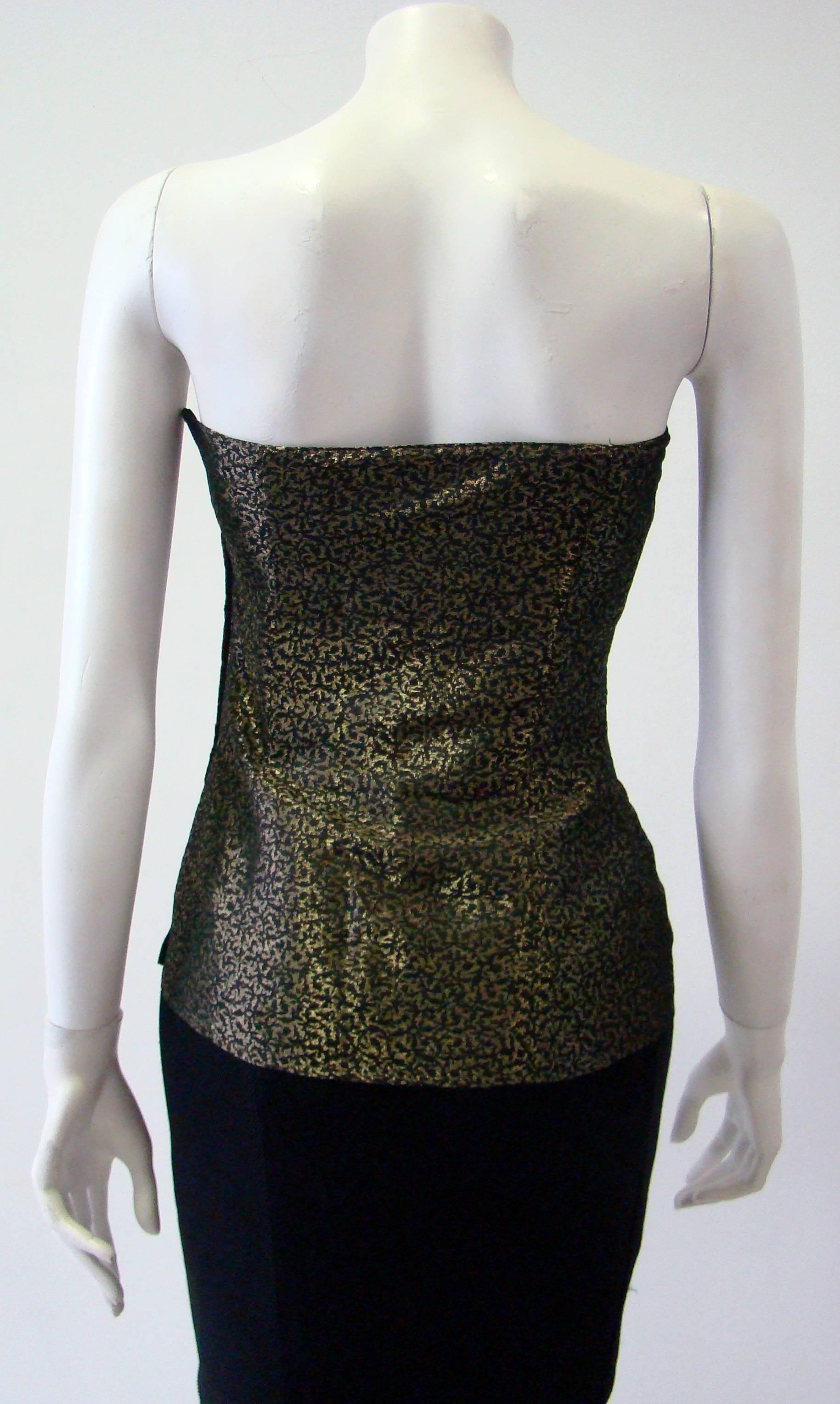 Women's Istante By Gianni Versace Gold Lame Silk Bustier  For Sale