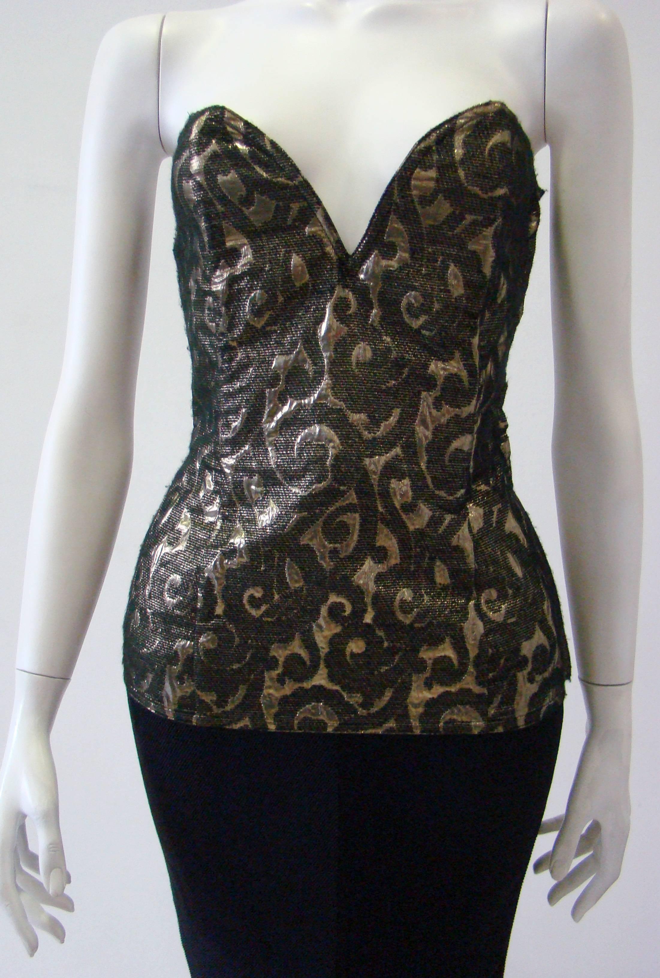 Black Istante By Gianni Versace Bustier Fall 1987 For Sale