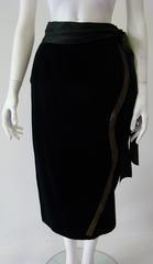 Early Gianni Versace Velvet Side Beaded Evening Skirt Fall 1985