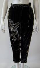 Pierre Balmain Haute Couture Velvet Pants With Crystal Embroidery Detail