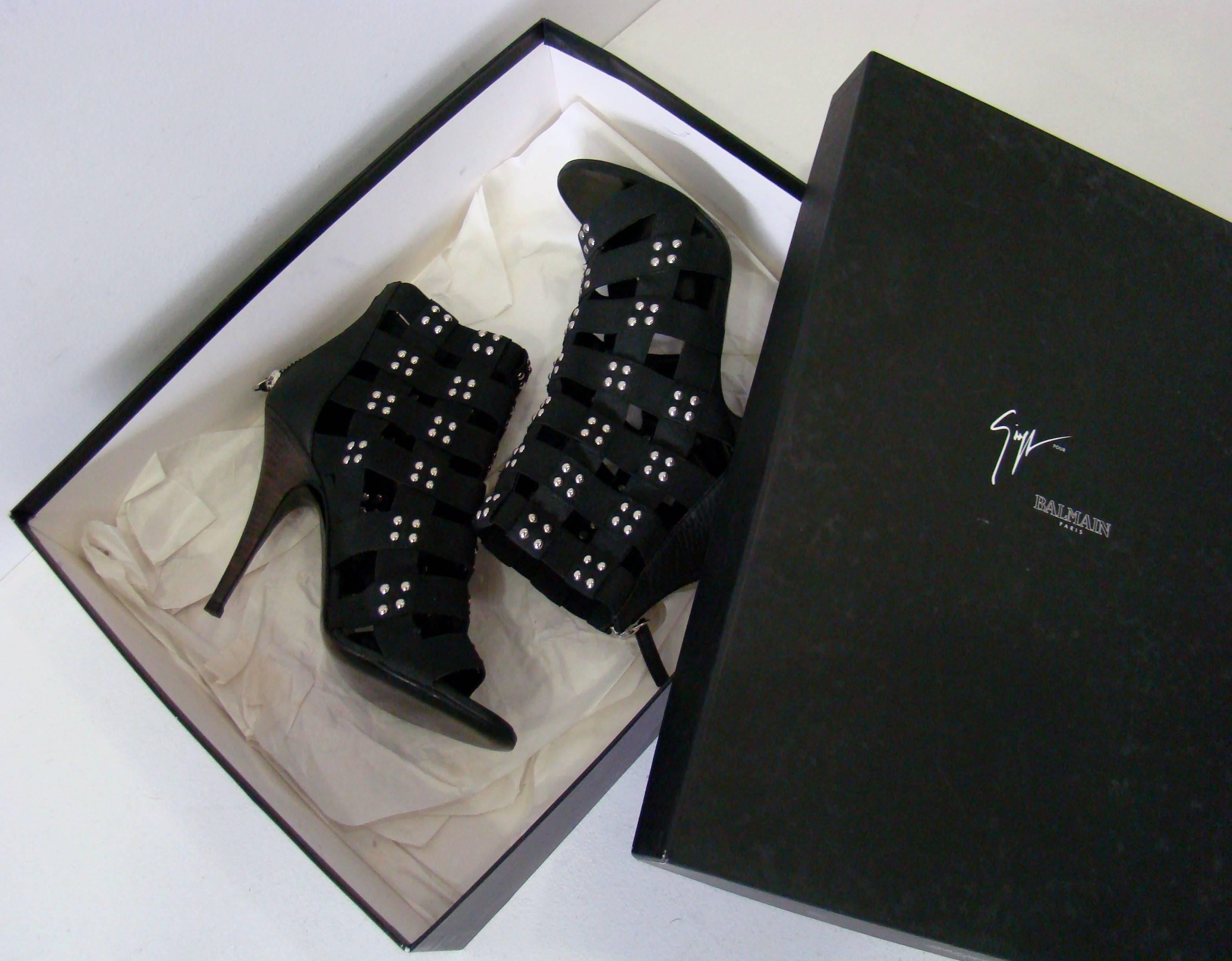 Pierre Balmain Haute Couture Elastic Stripes High Heels For Sale 2