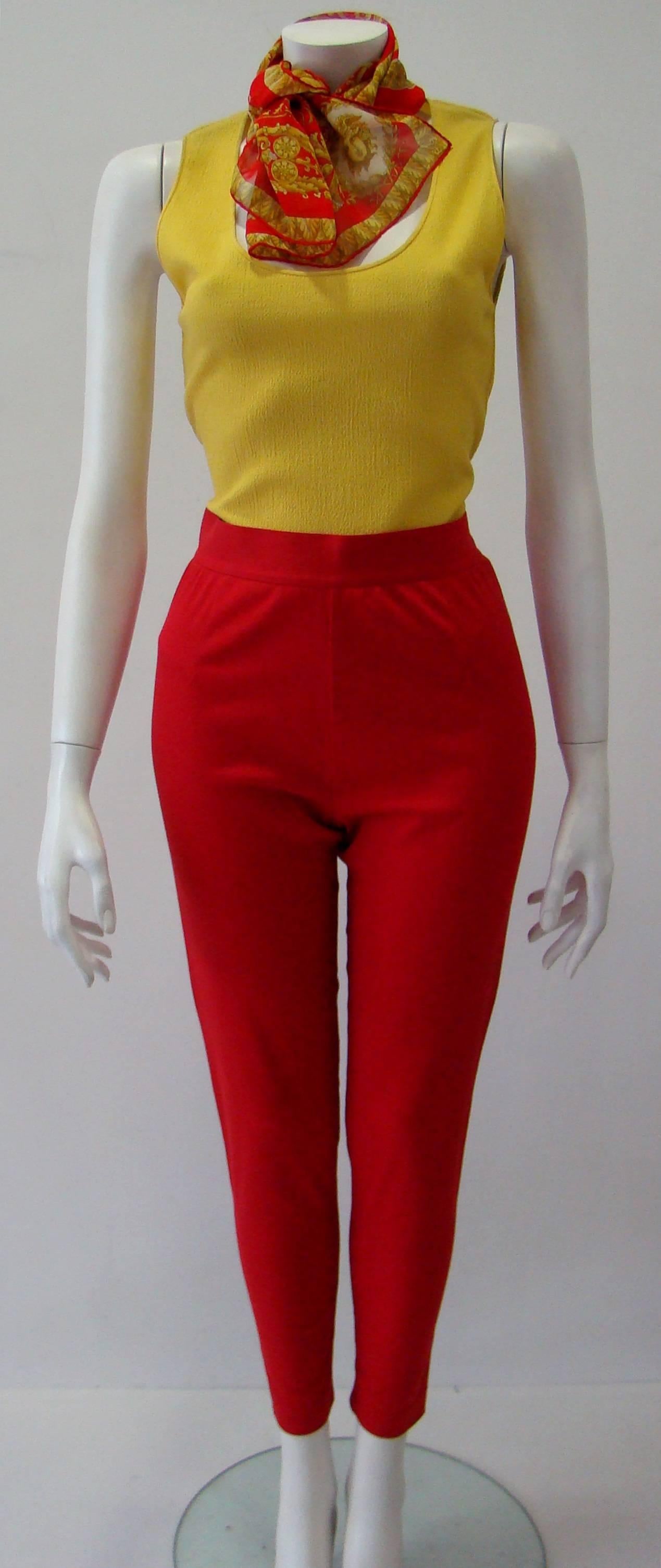Gianni Versace Sport High Waisted Stretch Pants For Sale 1