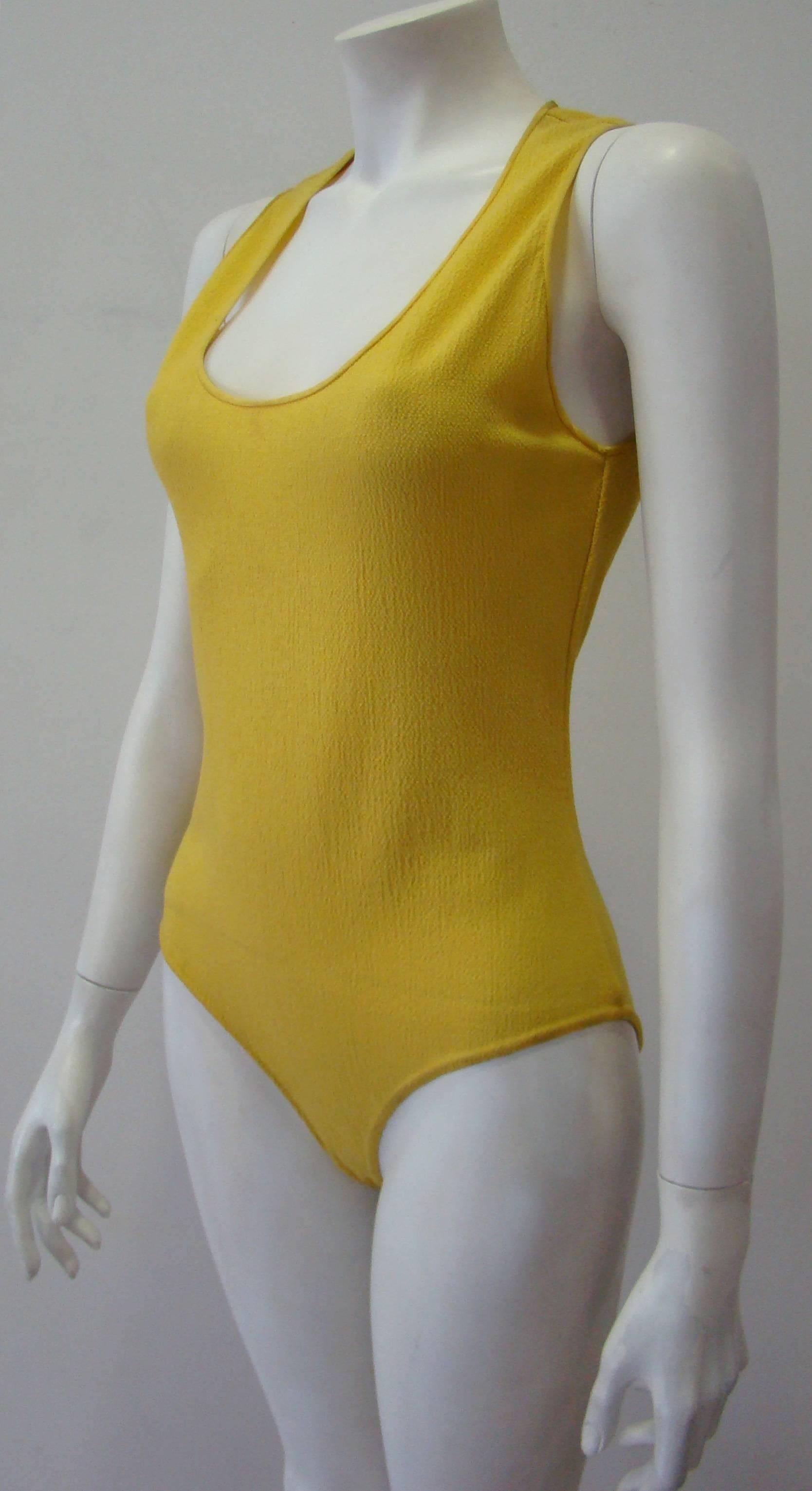Gianni Versace Yellow Bodysuit 1990s For Sale 1