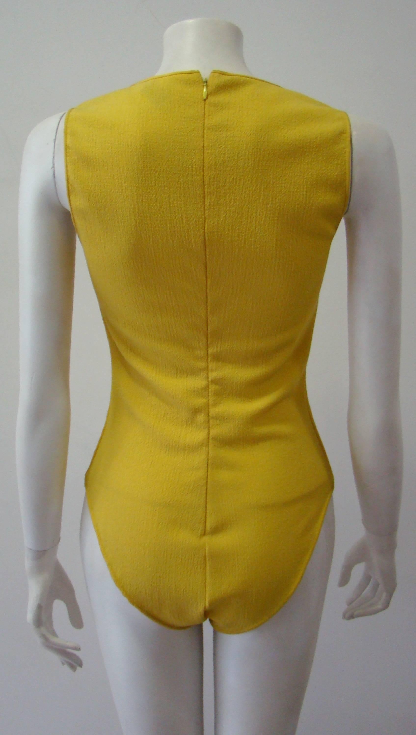 Gianni Versace Yellow Bodysuit 1990s For Sale 2