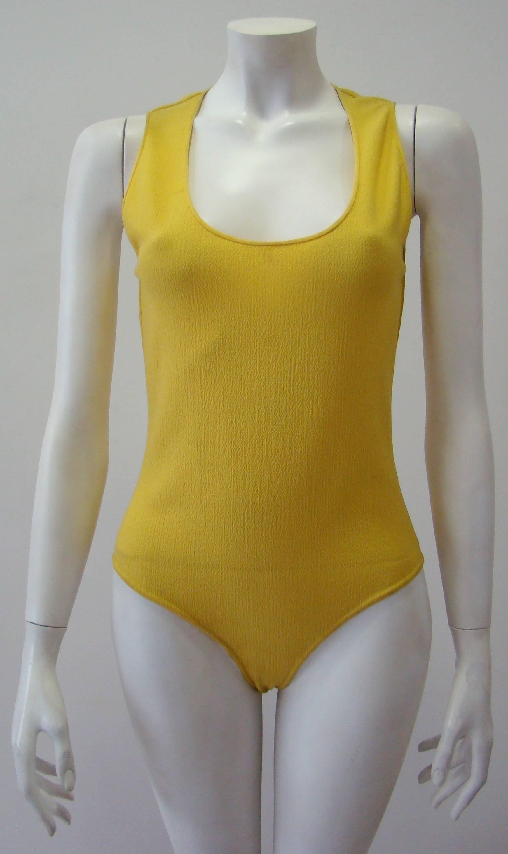 Gianni Versace Yellow Bodysuit 1990s In Good Condition For Sale In Athens, Agia Paraskevi