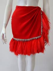 Important Atelier Versace Silk Maribou Feather Skirt Fall 1990
