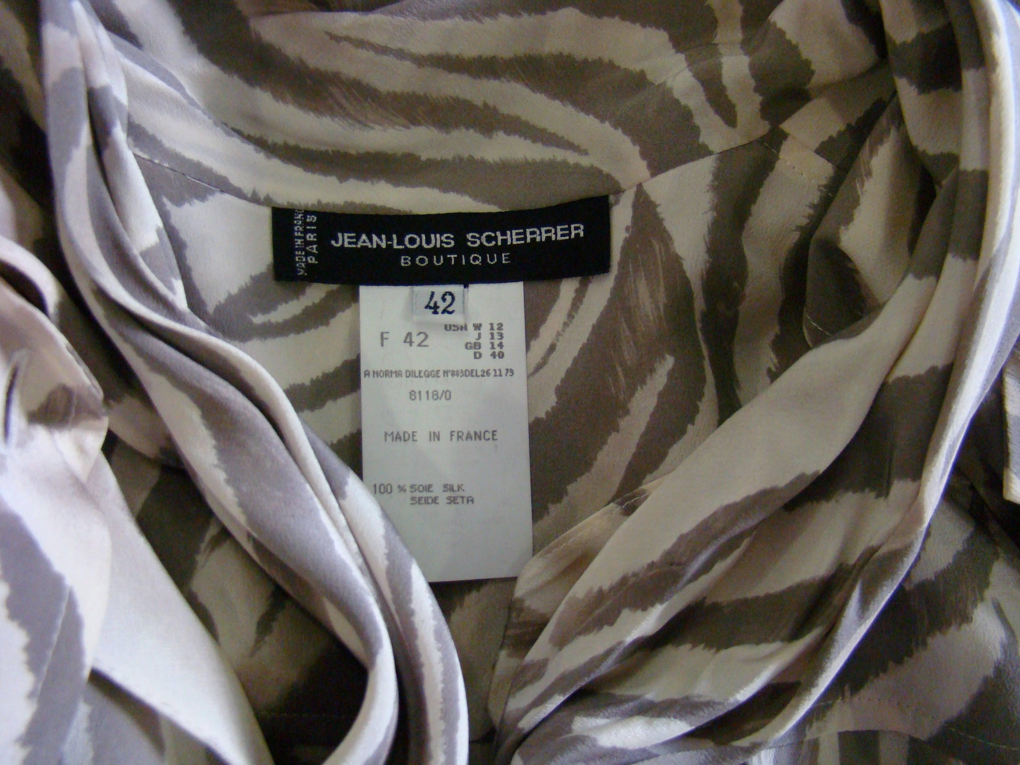 Jean-Louis Scherrer Zebra Print Silk Sleeveless Top Shirt For Sale 1