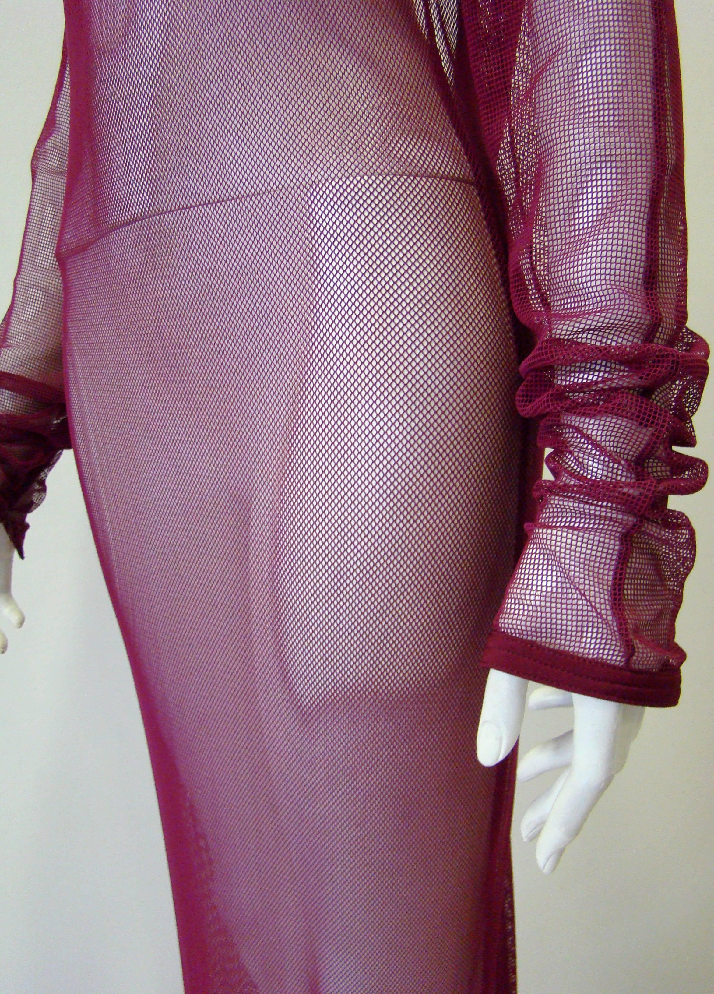 Unique Gianni Versace Net Magenta Dress Fall 1993-1994 For Sale 1