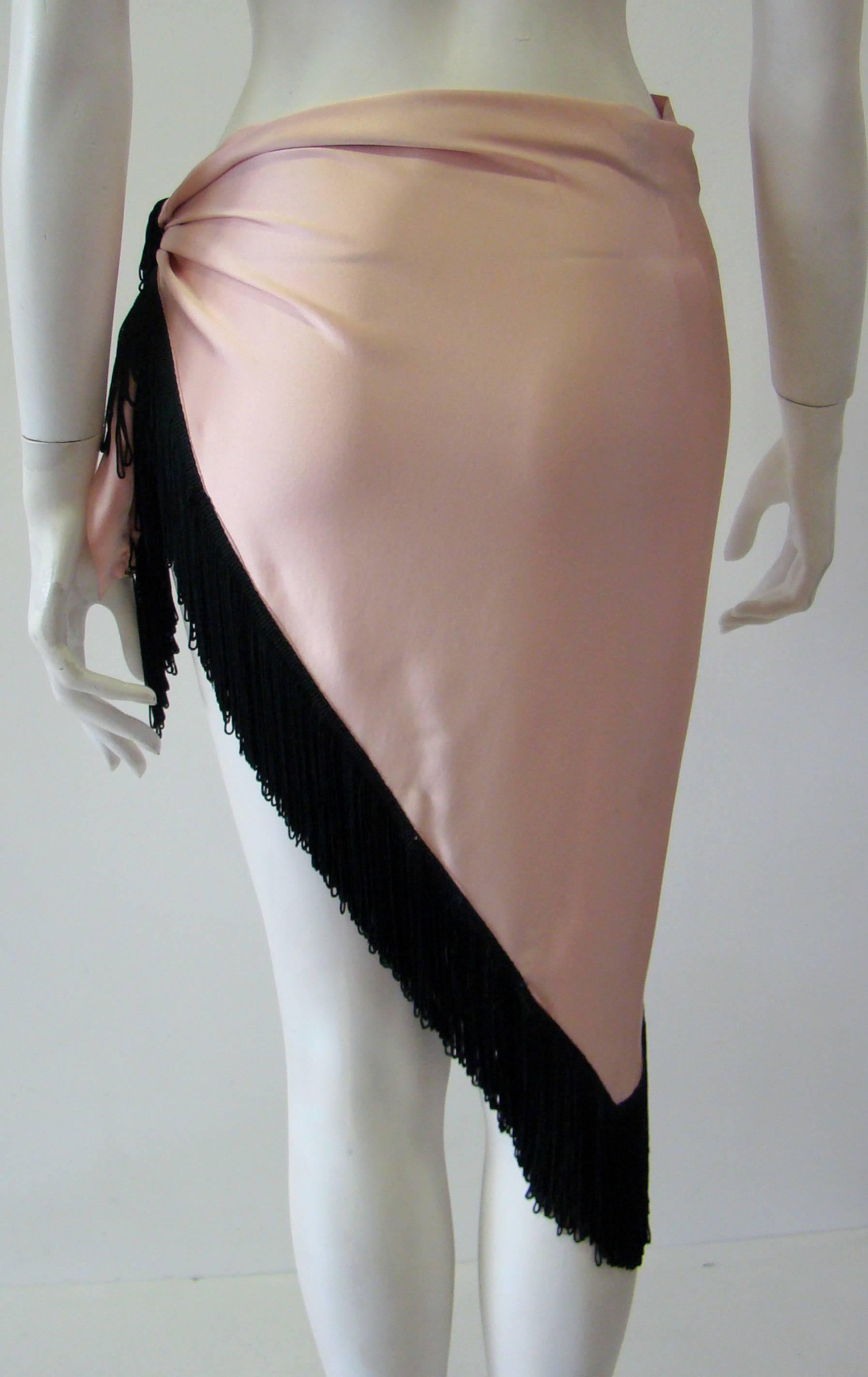 Women's Gianfranco Ferre Silk Wrap Fringed Skirt 1990s For Sale