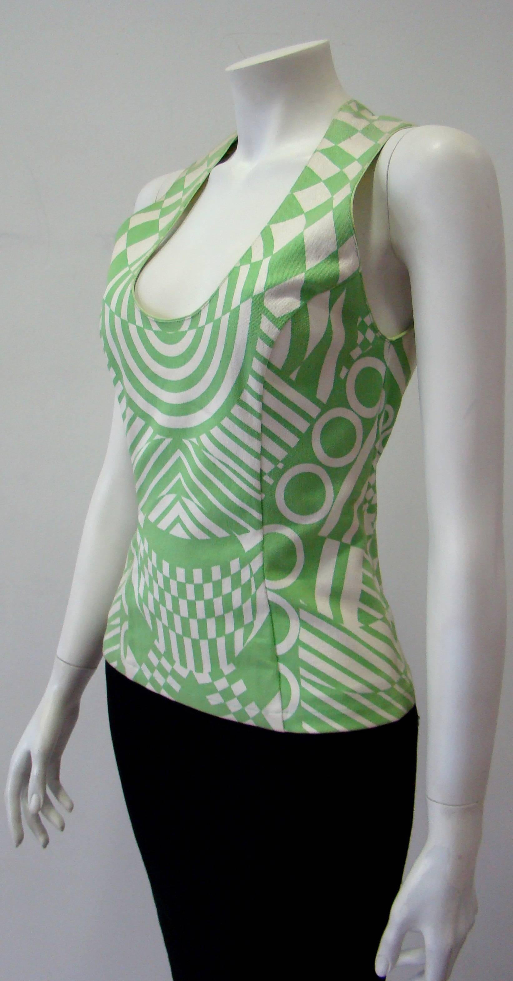 Gianni Versace Couture Printed Sleeveless Top In Excellent Condition For Sale In Athens, Agia Paraskevi